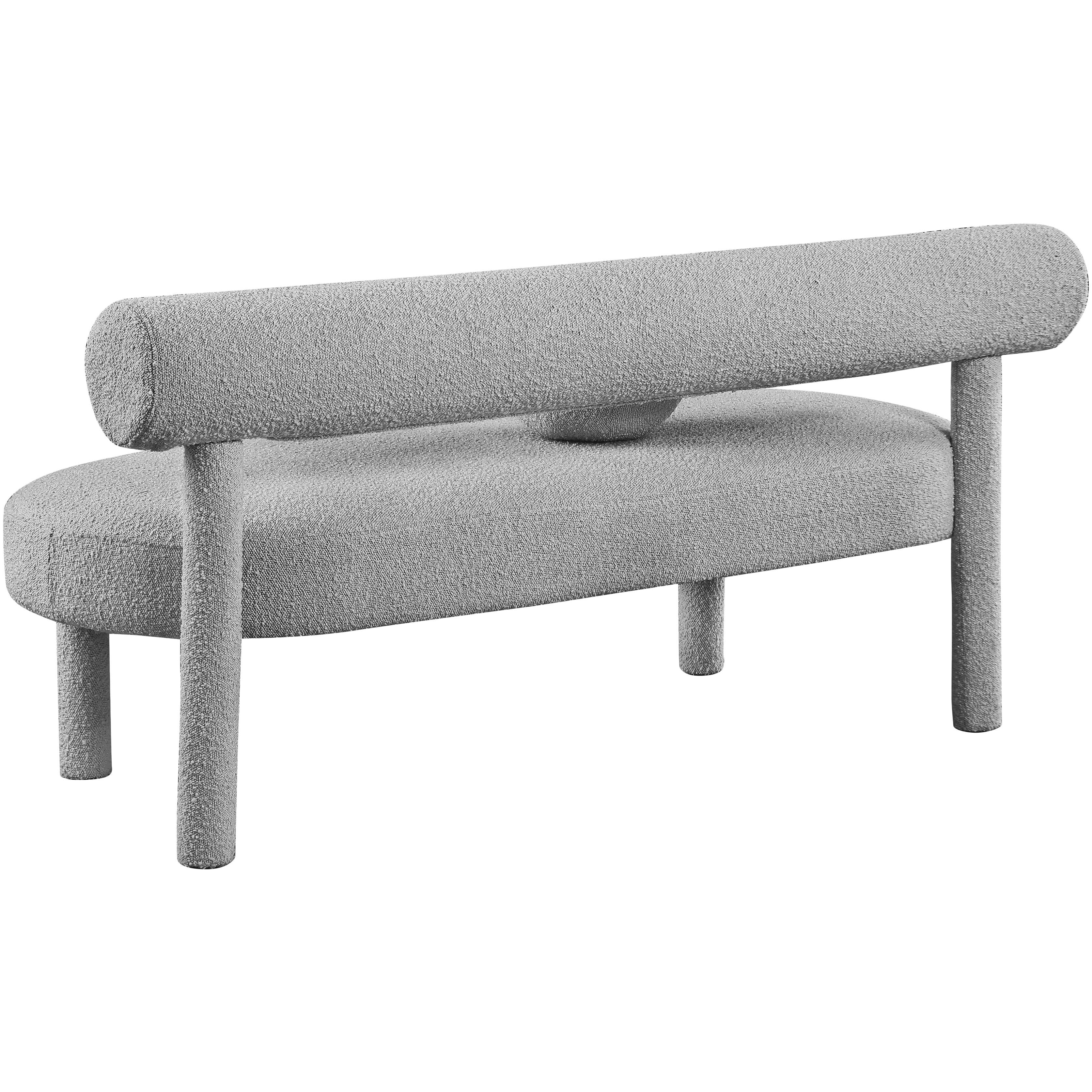 Meridian Parlor Grey Boucle Fabric Bench