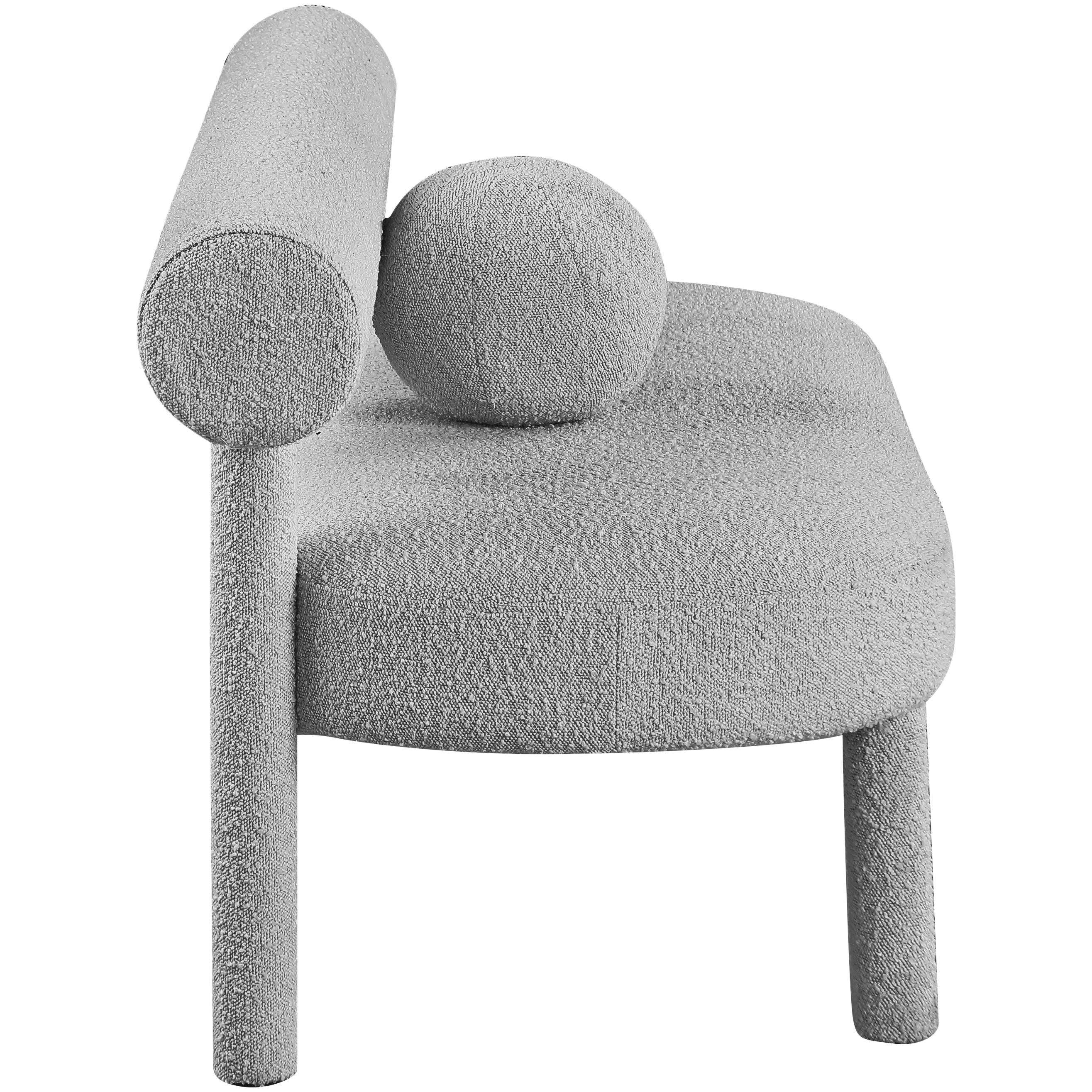 Meridian Parlor Grey Boucle Fabric Bench
