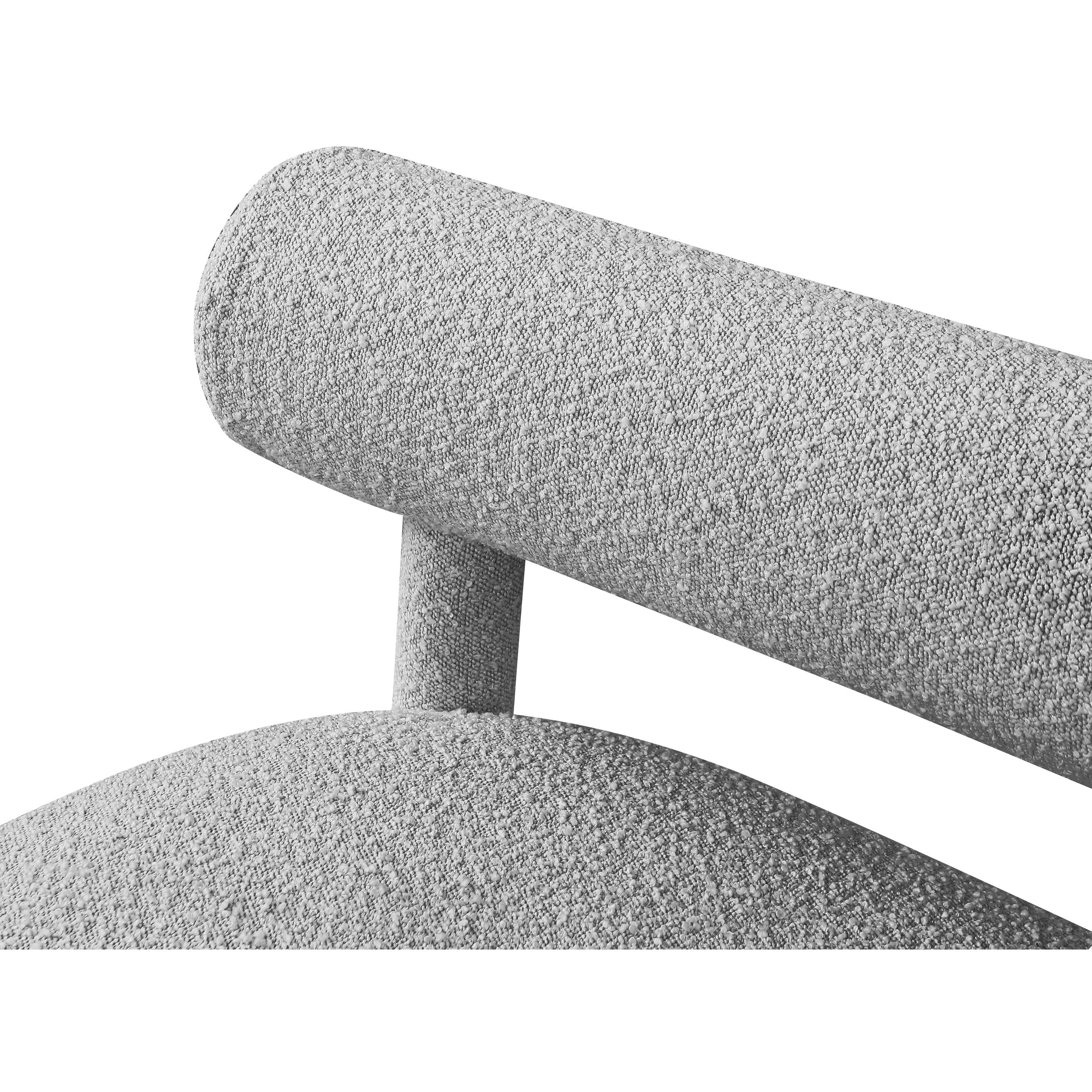 Meridian Parlor Grey Boucle Fabric Bench