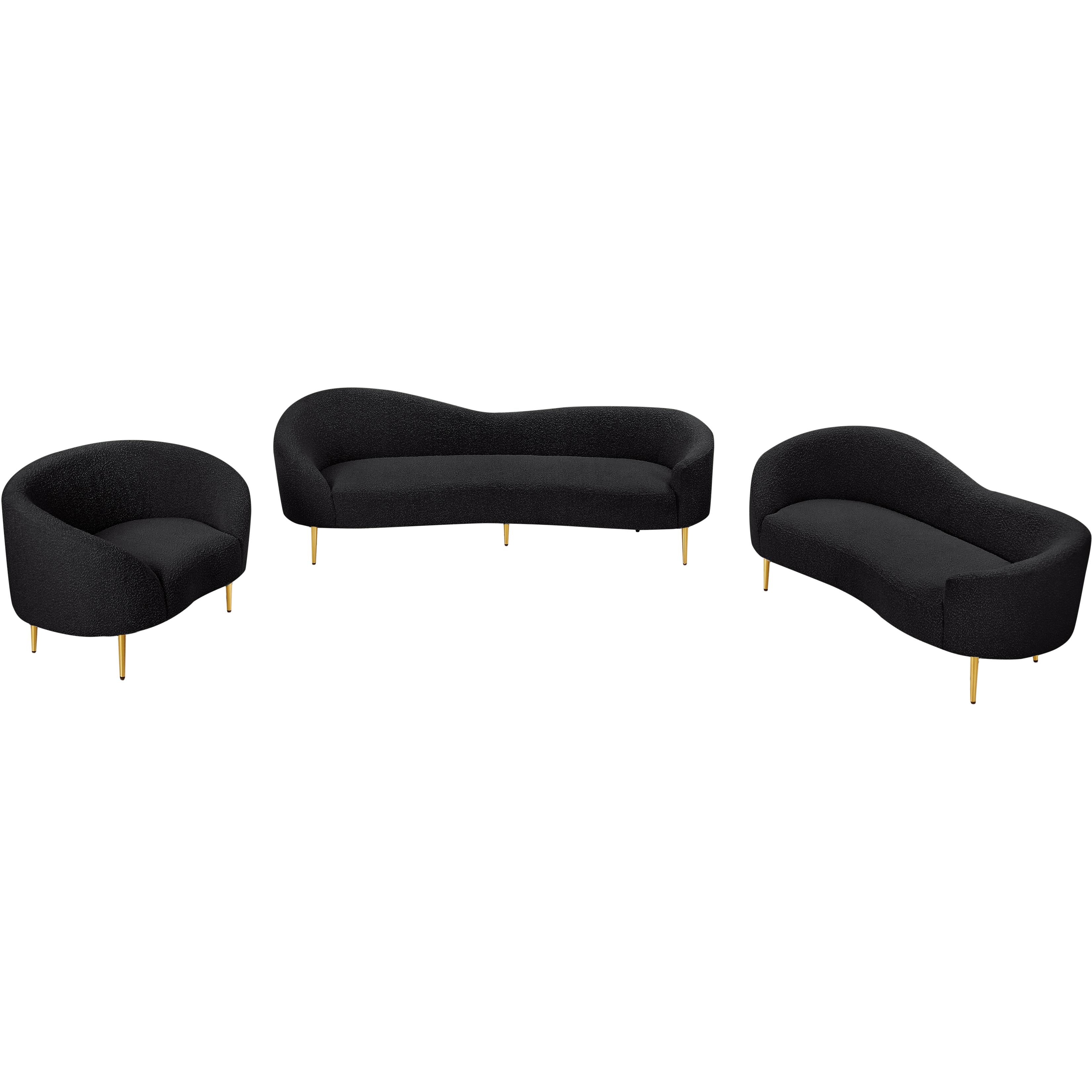 Meridian Ritz Black Boucle Fabric Chair