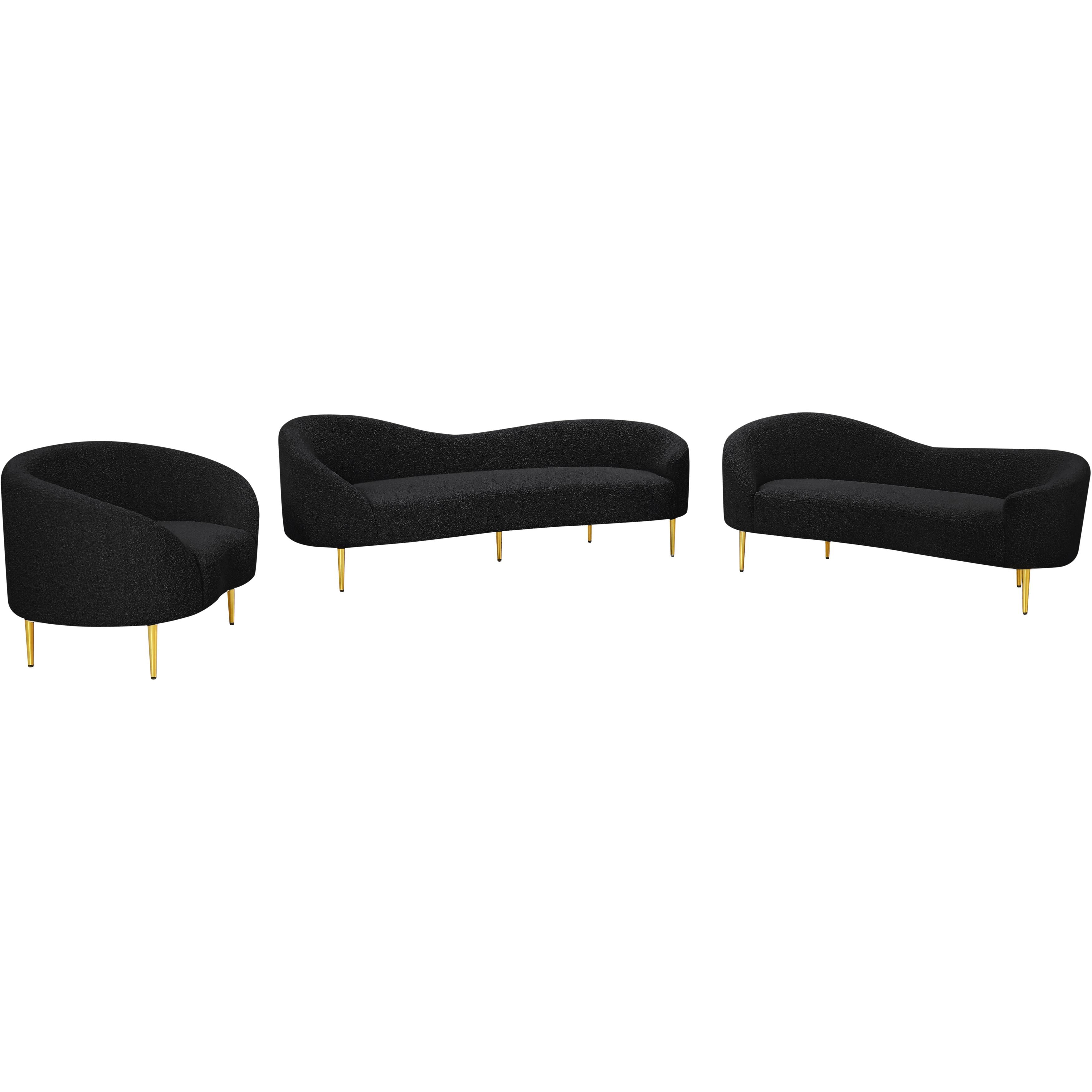 Meridian Ritz Black Boucle Fabric Chair