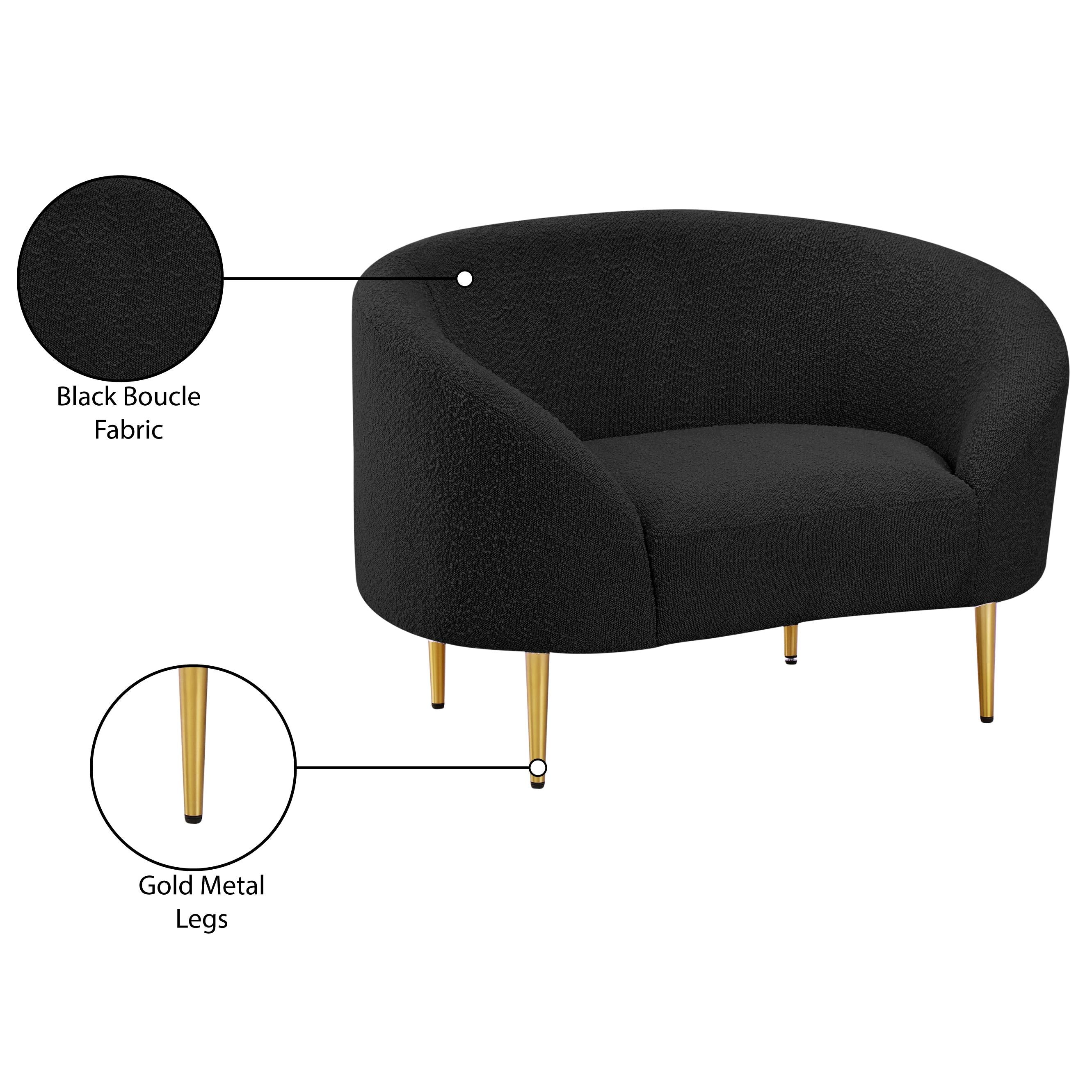 Meridian Ritz Black Boucle Fabric Chair