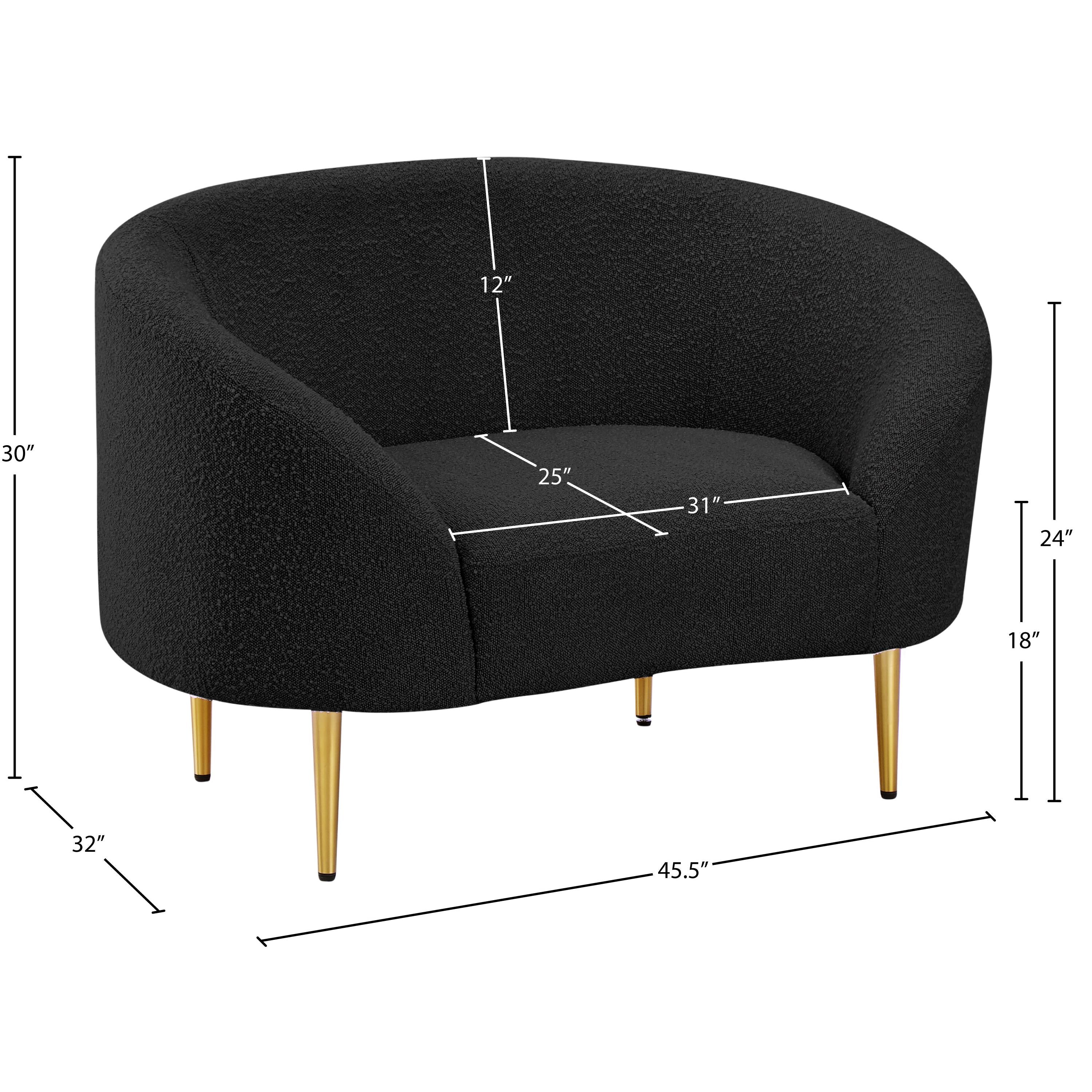Meridian Ritz Black Boucle Fabric Chair