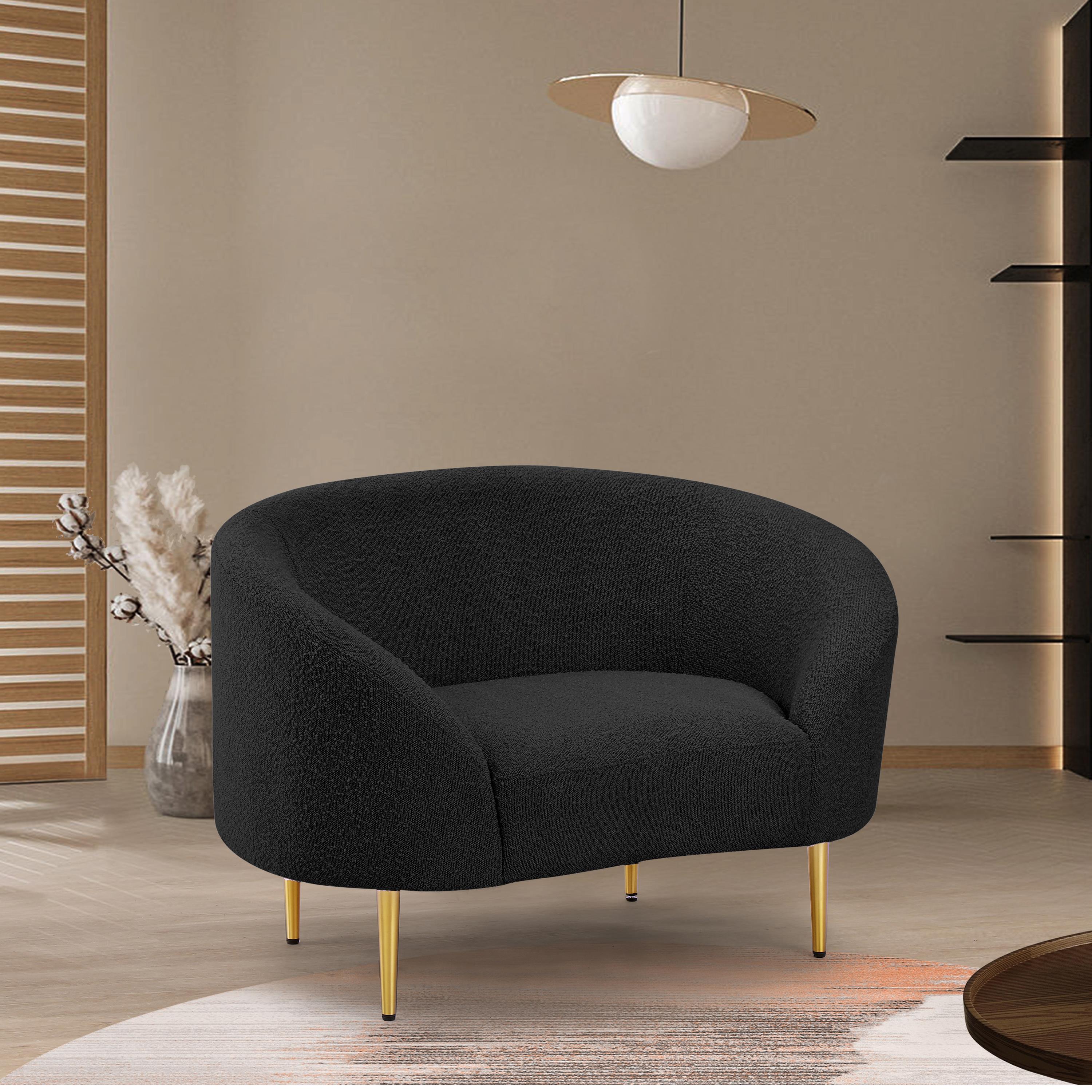 Meridian Ritz Black Boucle Fabric Chair