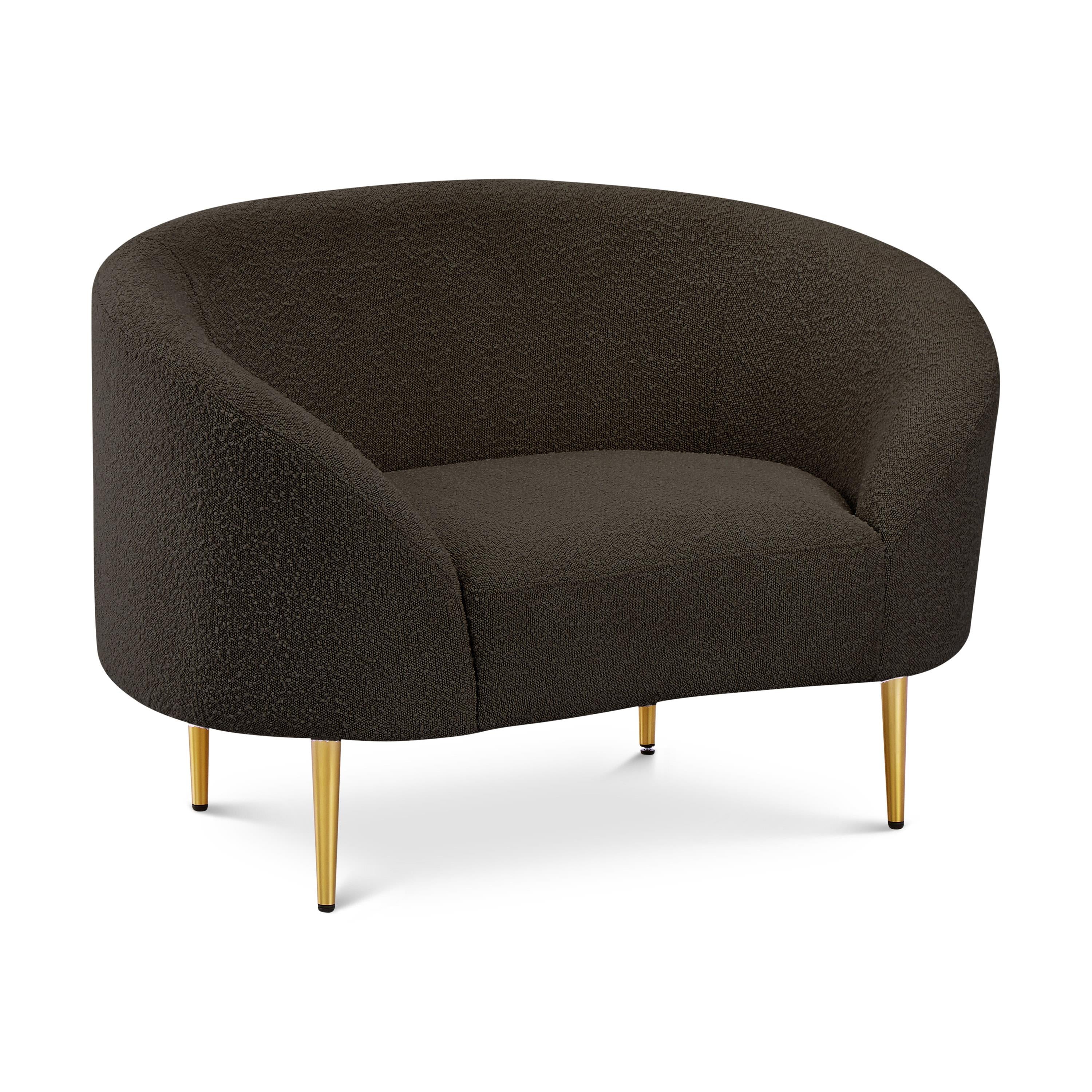 Meridian Ritz Brown Boucle Fabric Chair