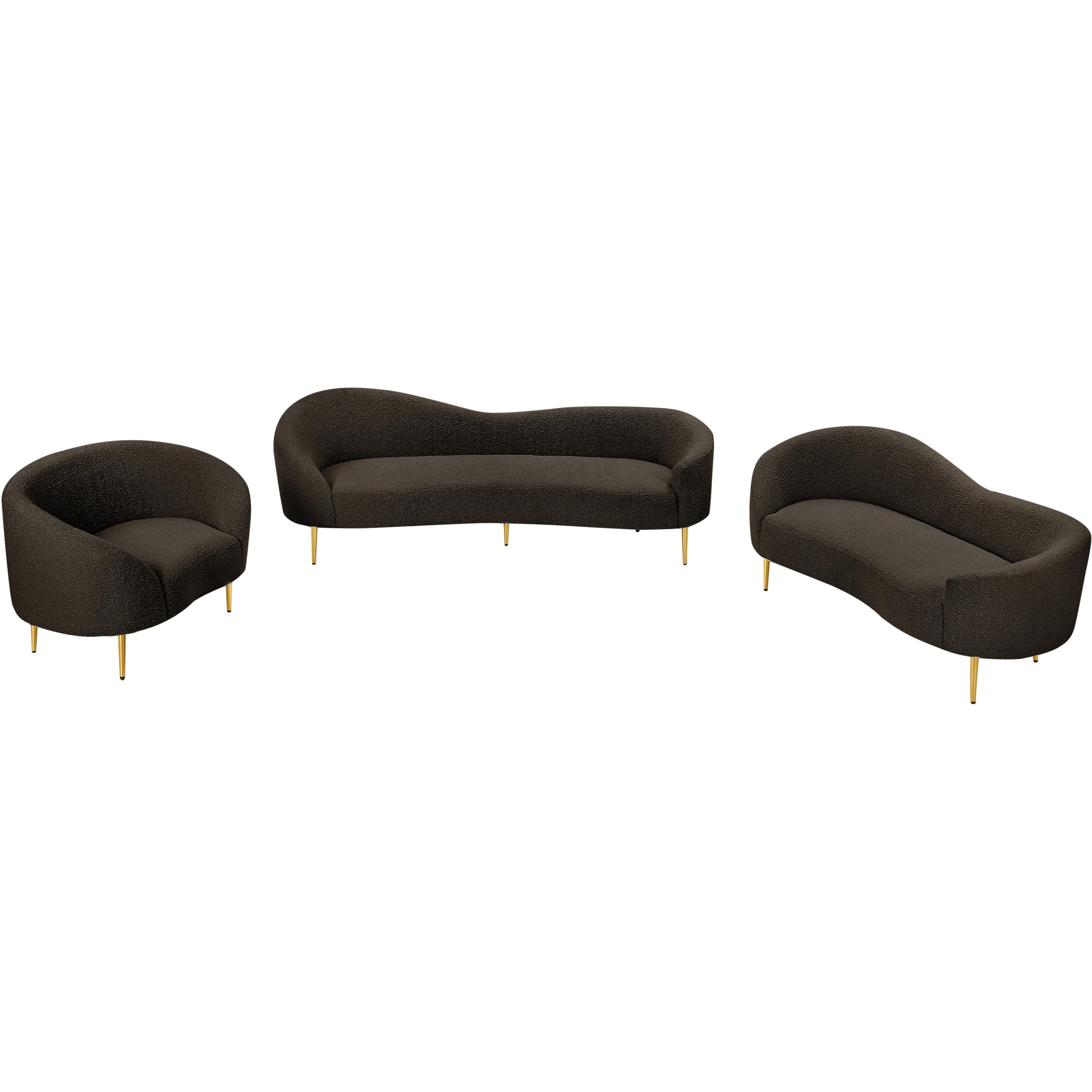 Meridian Ritz Brown Boucle Fabric Chair