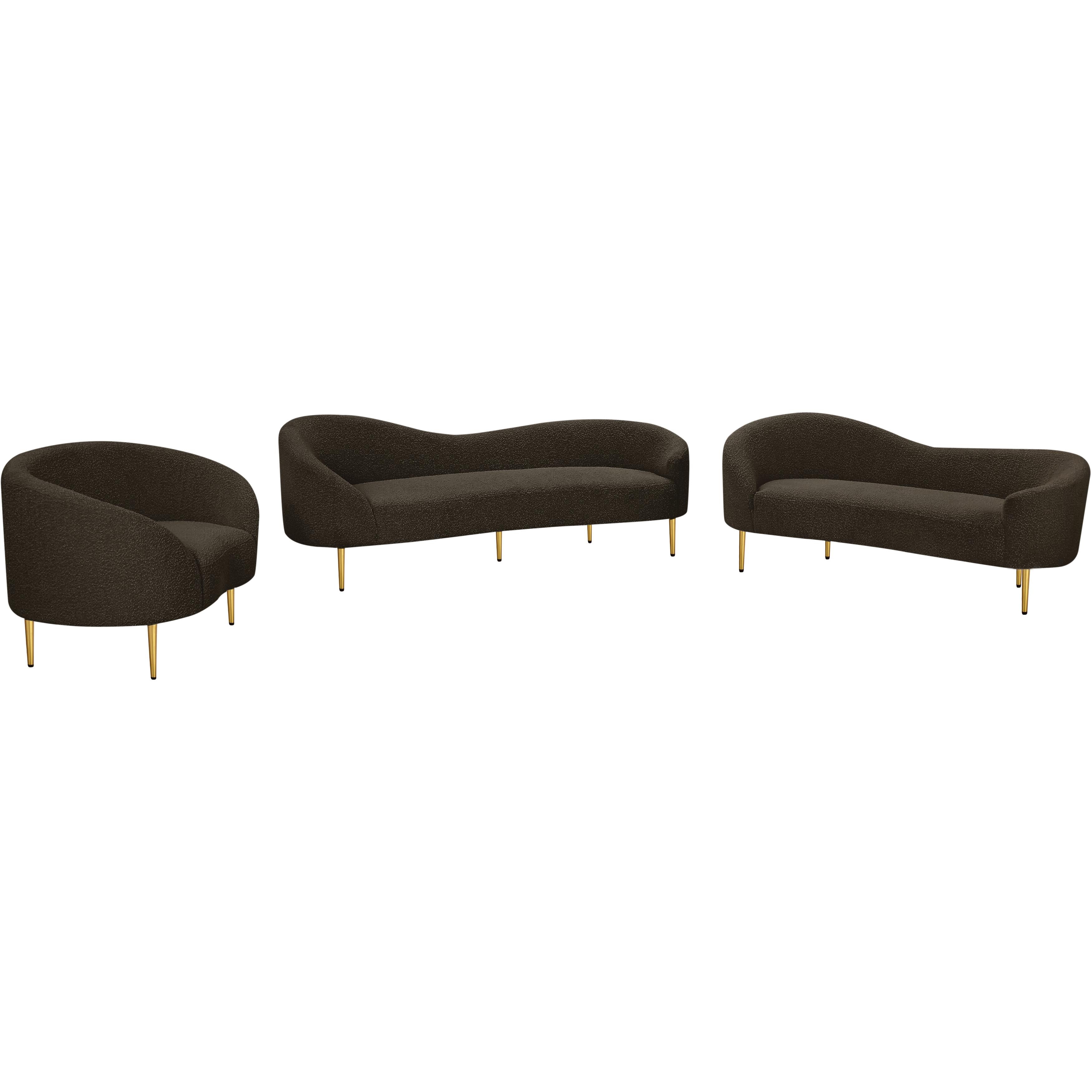 Meridian Ritz Brown Boucle Fabric Chair
