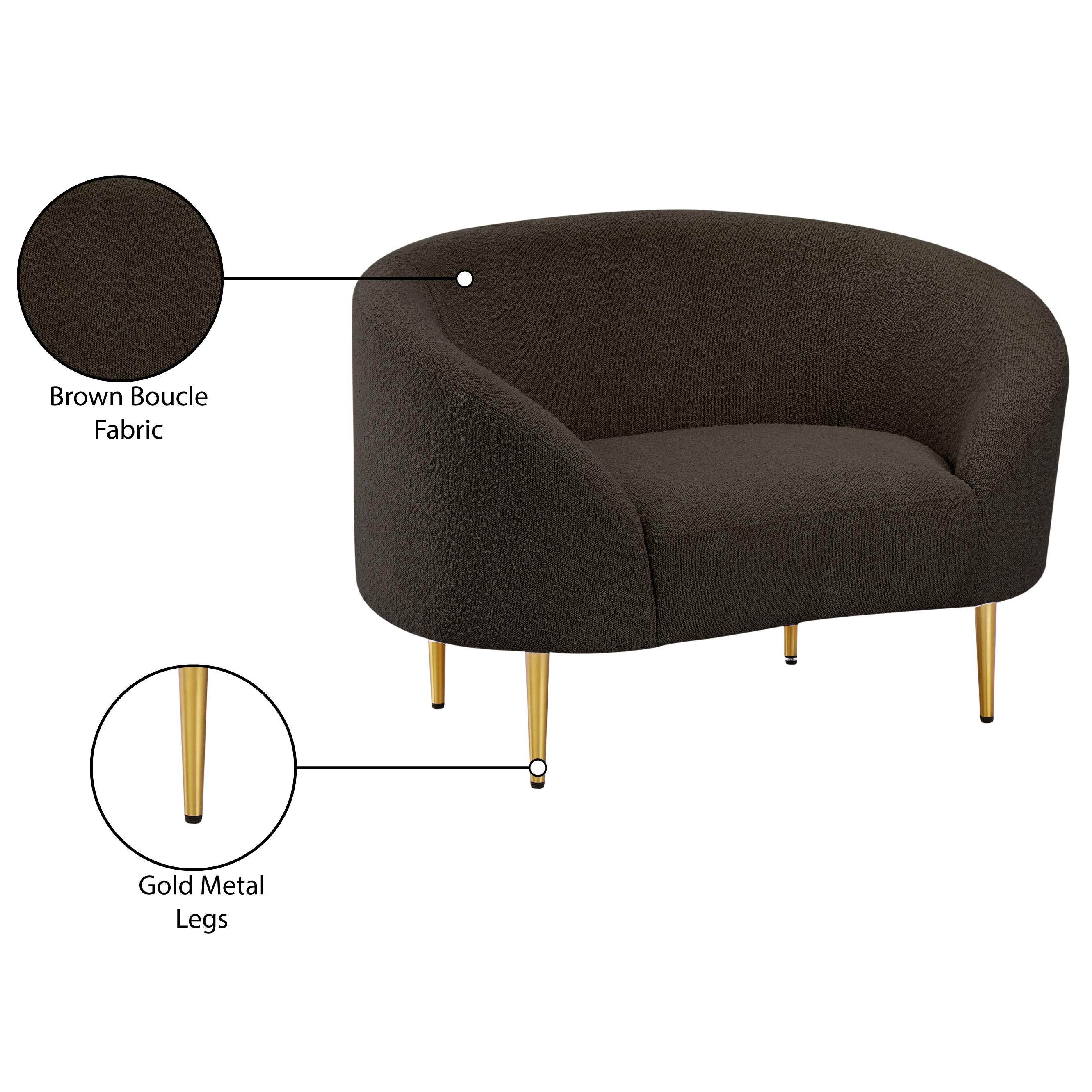 Meridian Ritz Brown Boucle Fabric Chair