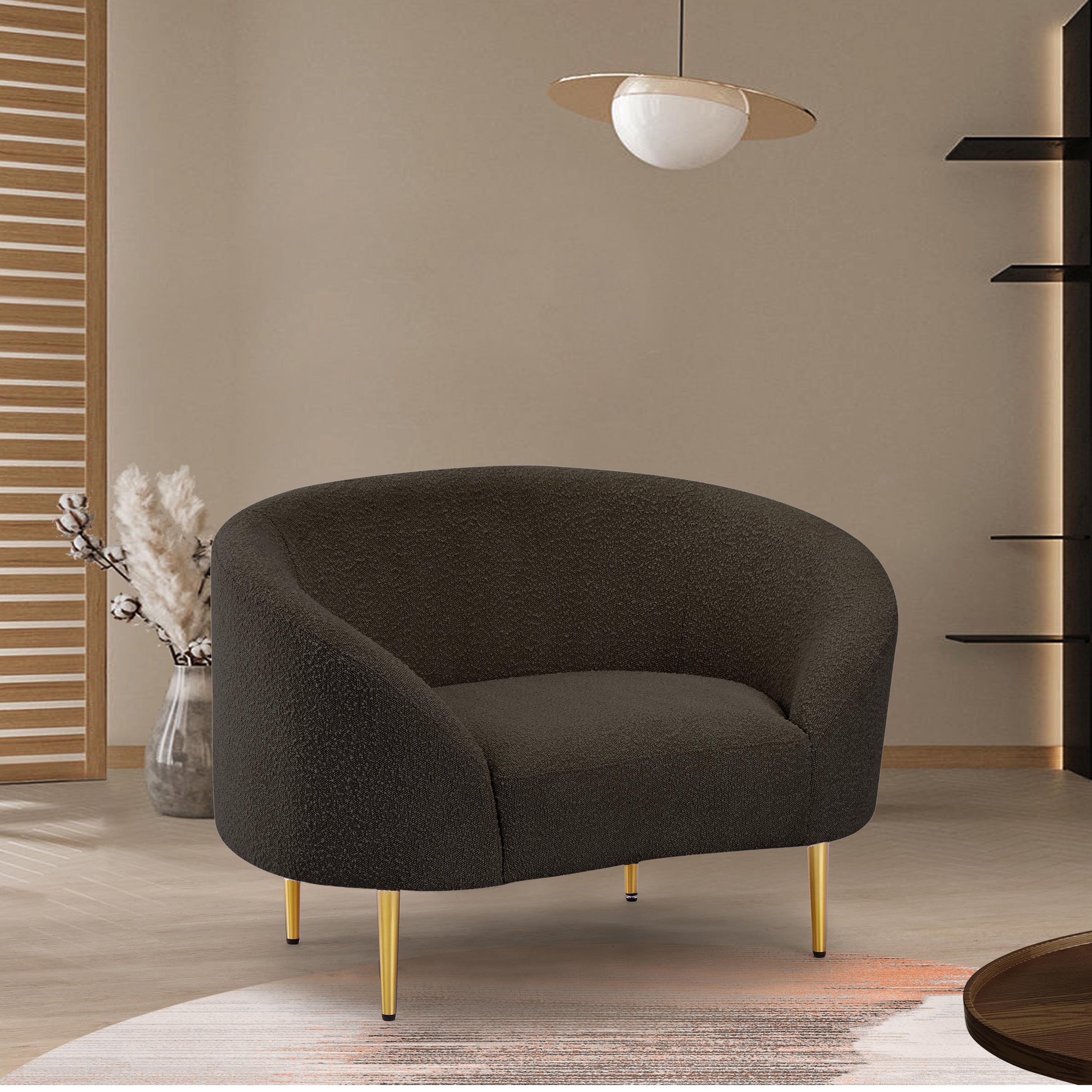 Meridian Ritz Brown Boucle Fabric Chair