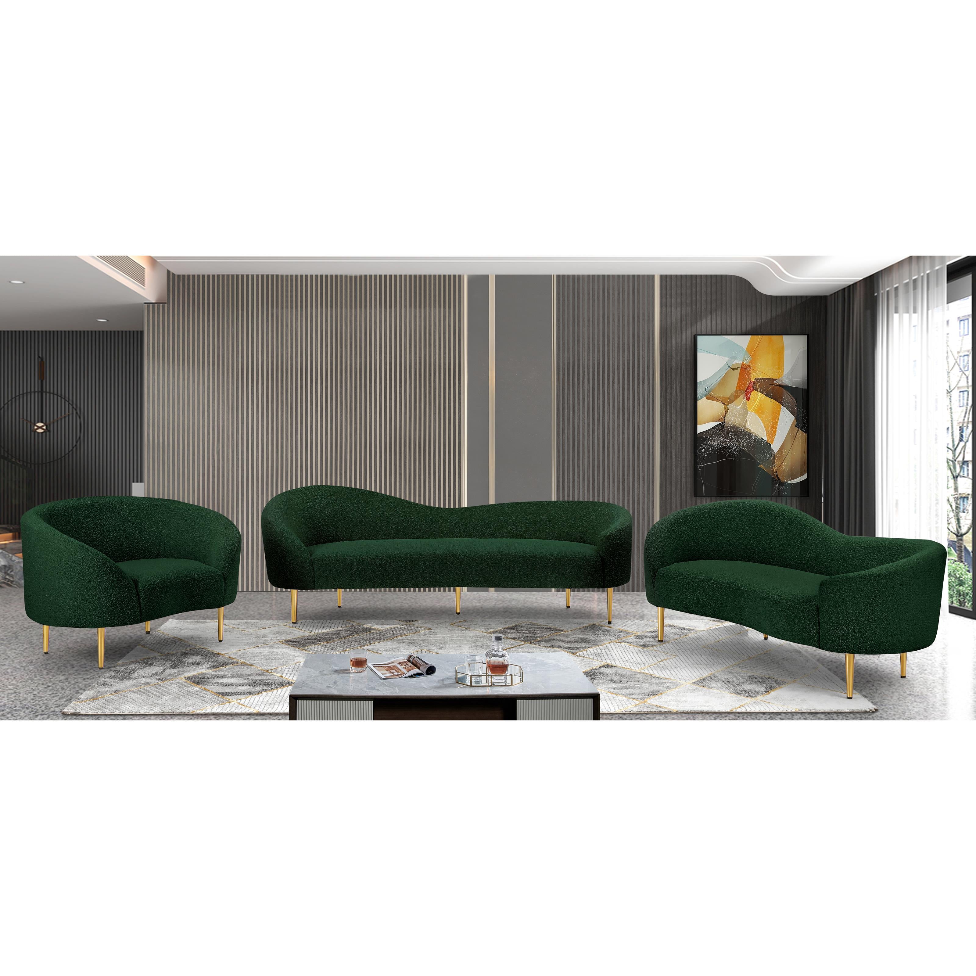 Meridian Ritz Green Boucle Fabric Chair