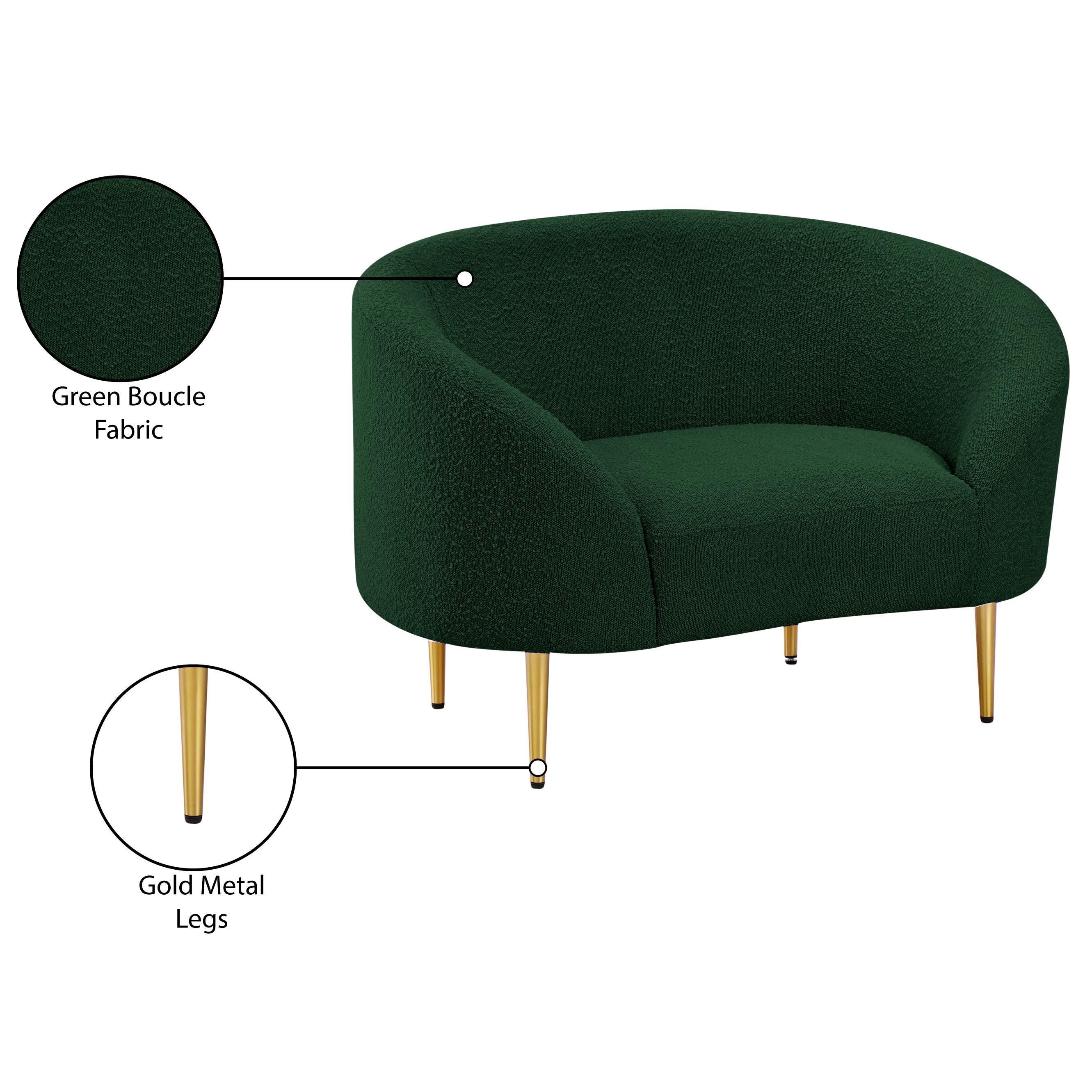 Meridian Ritz Green Boucle Fabric Chair