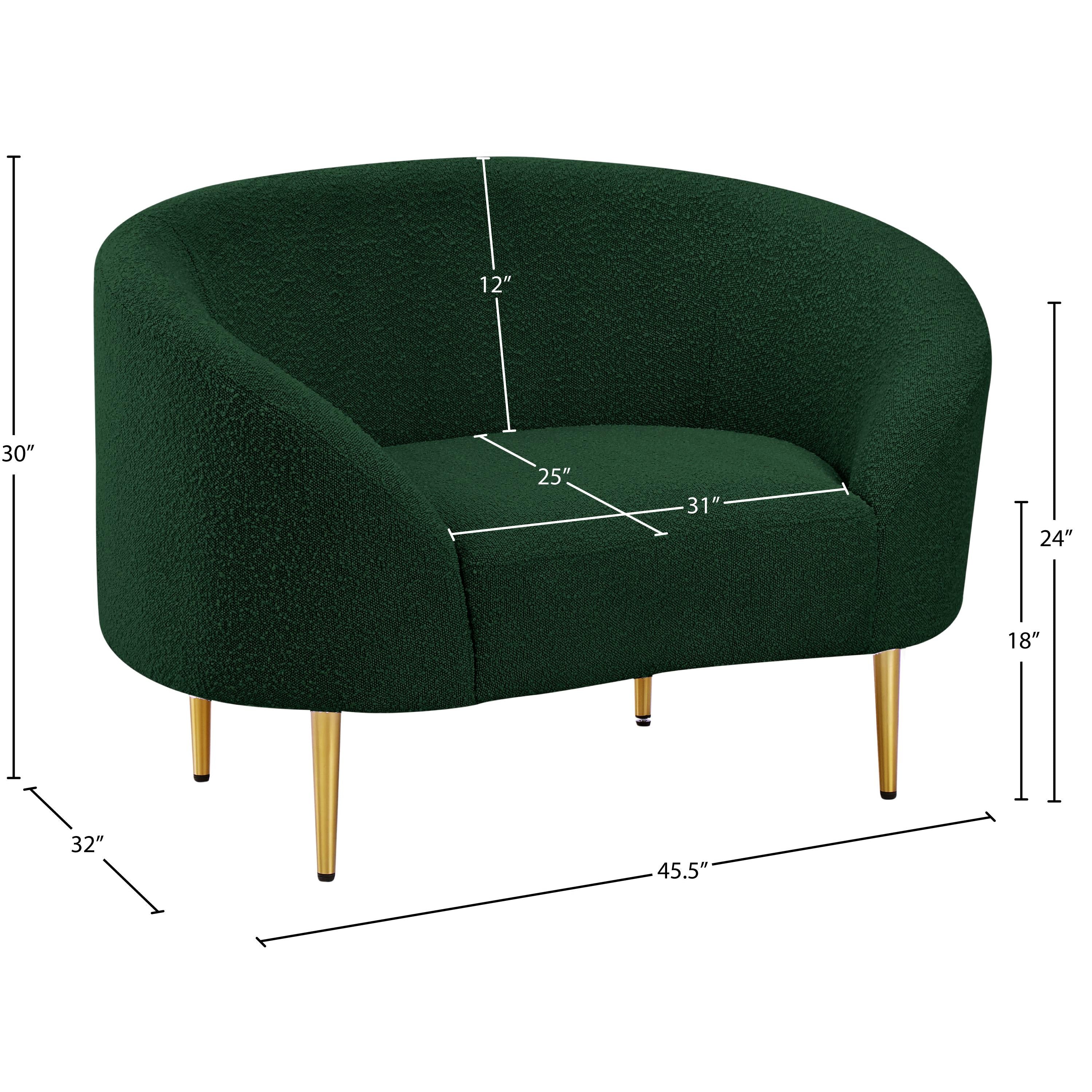 Meridian Ritz Green Boucle Fabric Chair