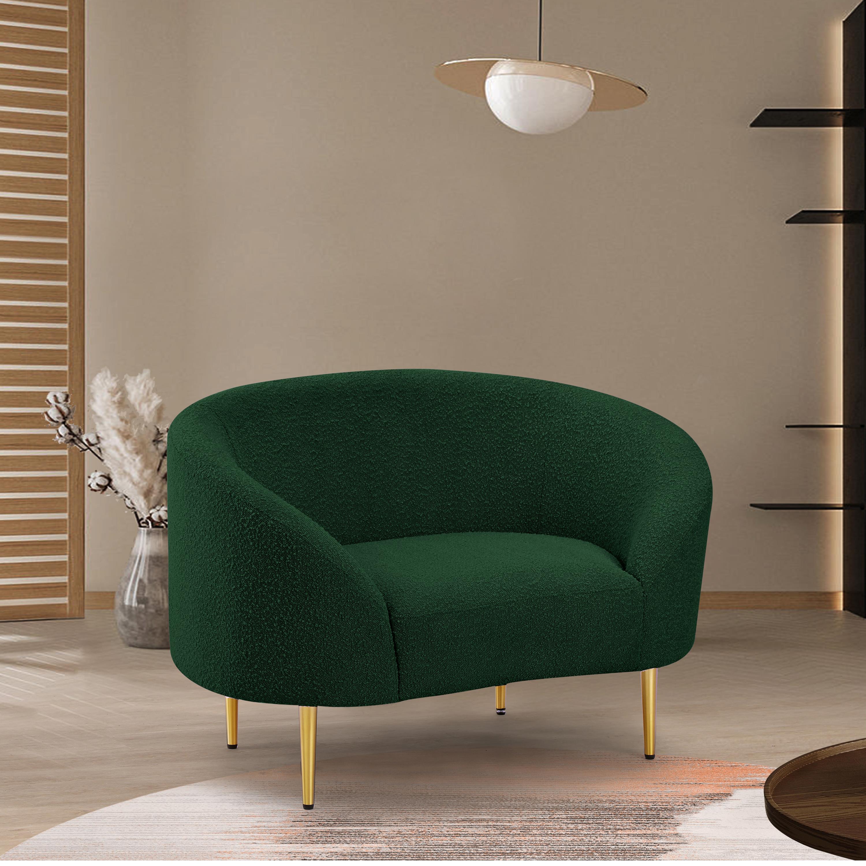 Meridian Ritz Green Boucle Fabric Chair