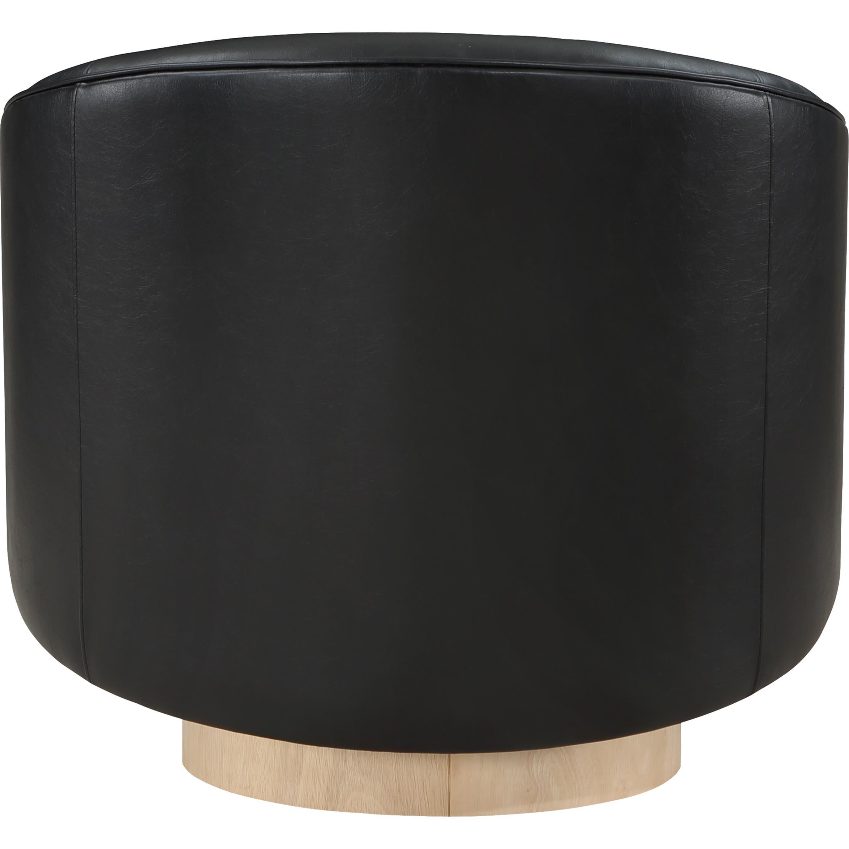Meridian Gibson Black Vegan Leather Swivel Accent Chair