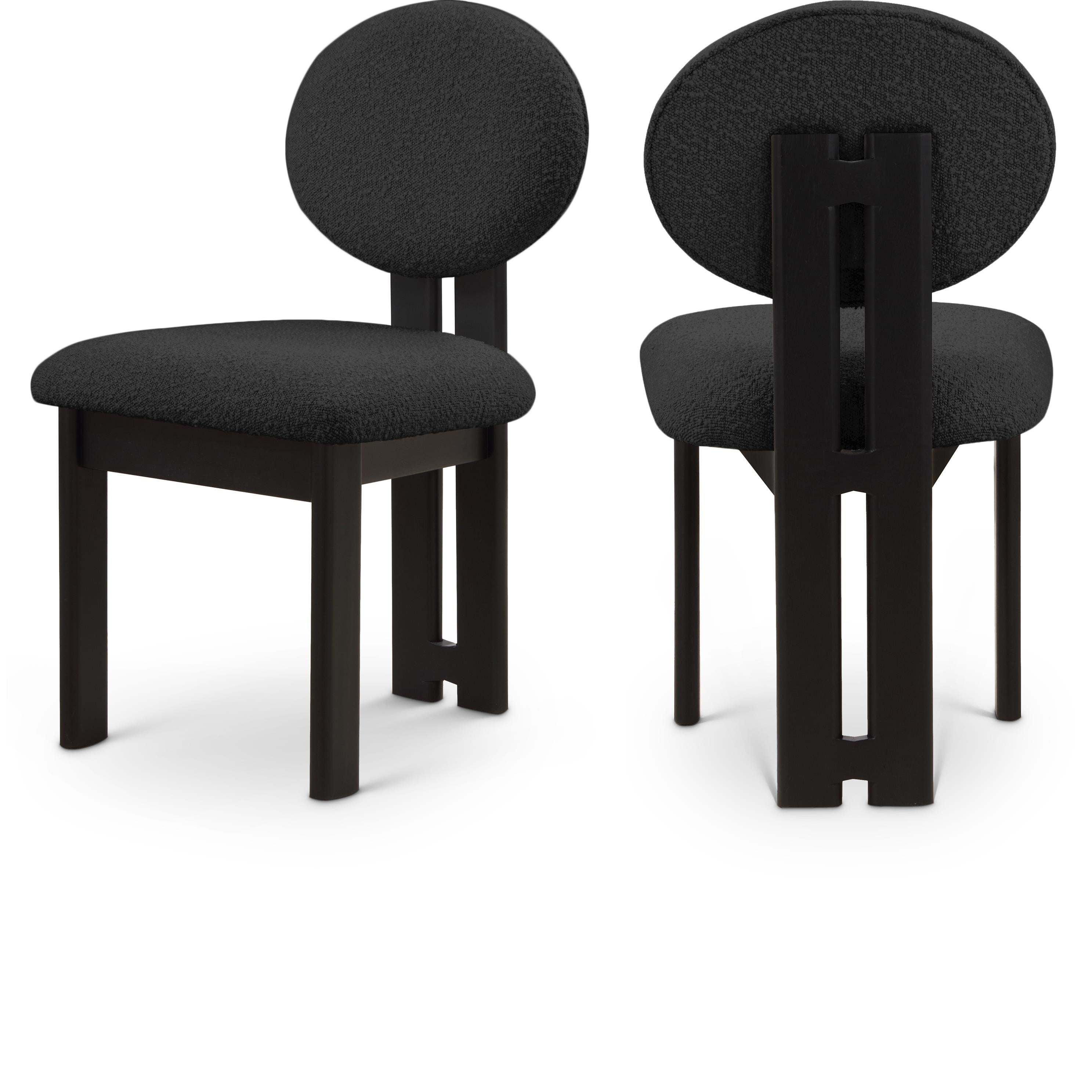 Meridian Napa Black Boucle Fabric Dining Chair