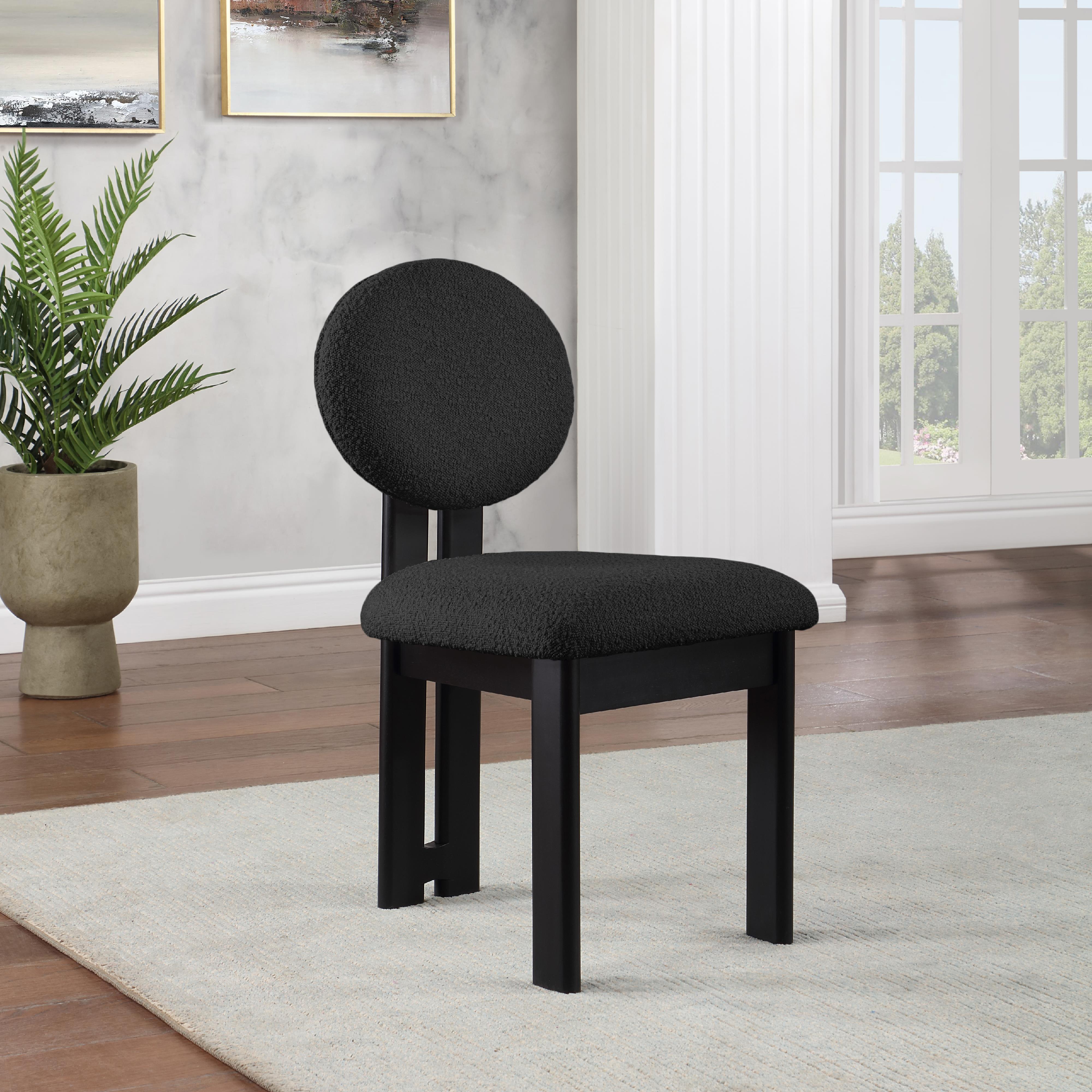 Meridian Napa Black Boucle Fabric Dining Chair