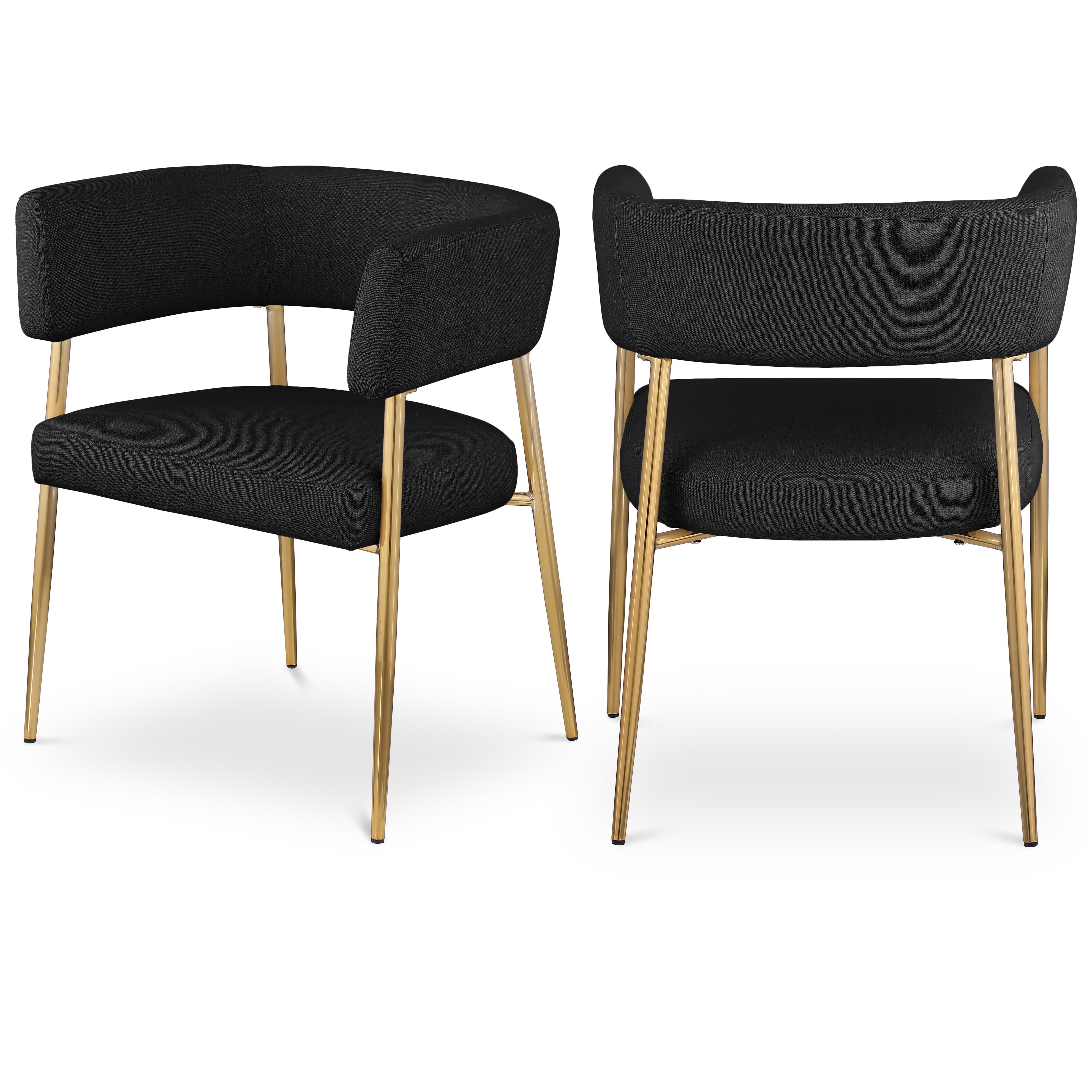 Meridian Creston Black Durable Linen Textured Fabric Dining Chair