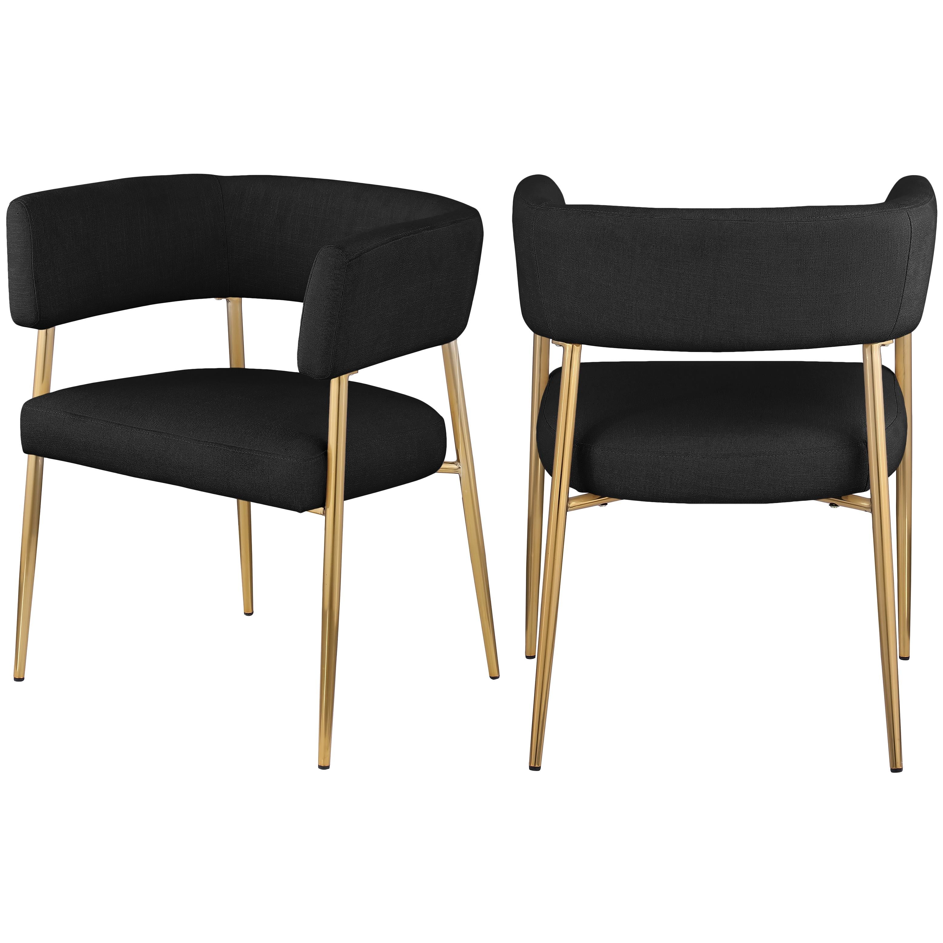 Meridian Creston Black Durable Linen Textured Fabric Dining Chair