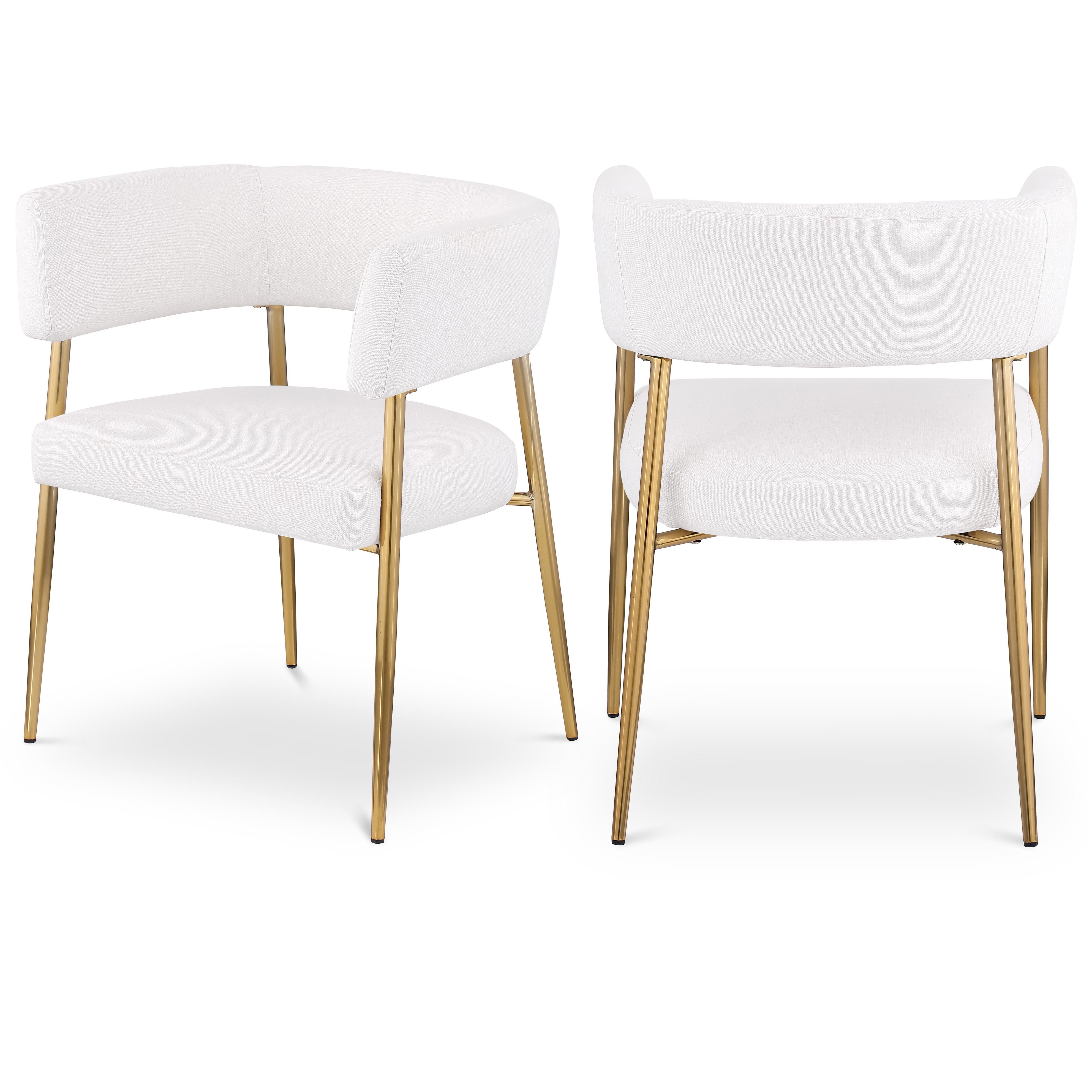 Meridian Creston Cream Durable Linen Textured Fabric Dining Chair