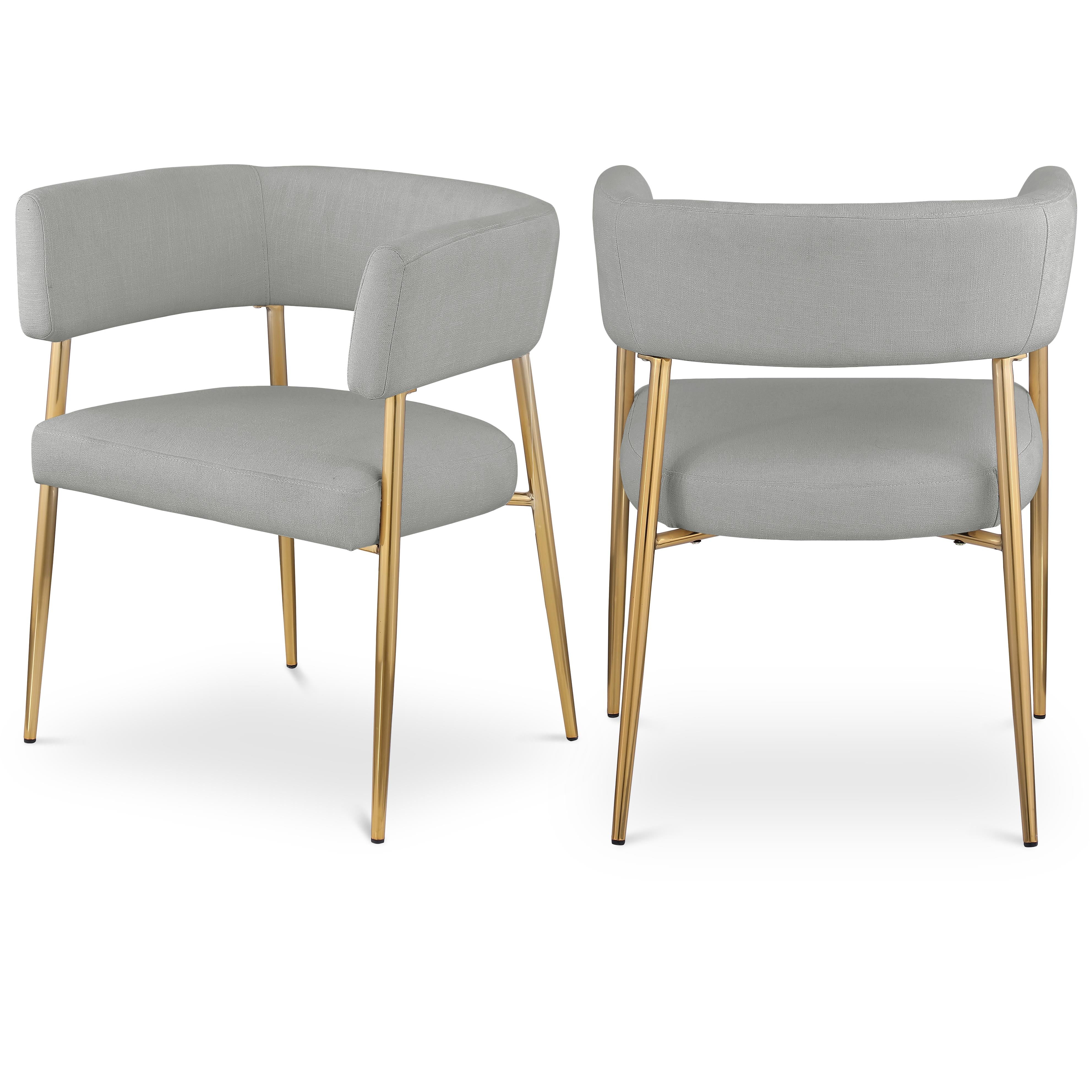Meridian Creston Light Grey Durable Linen Textured Fabric Dining Chair