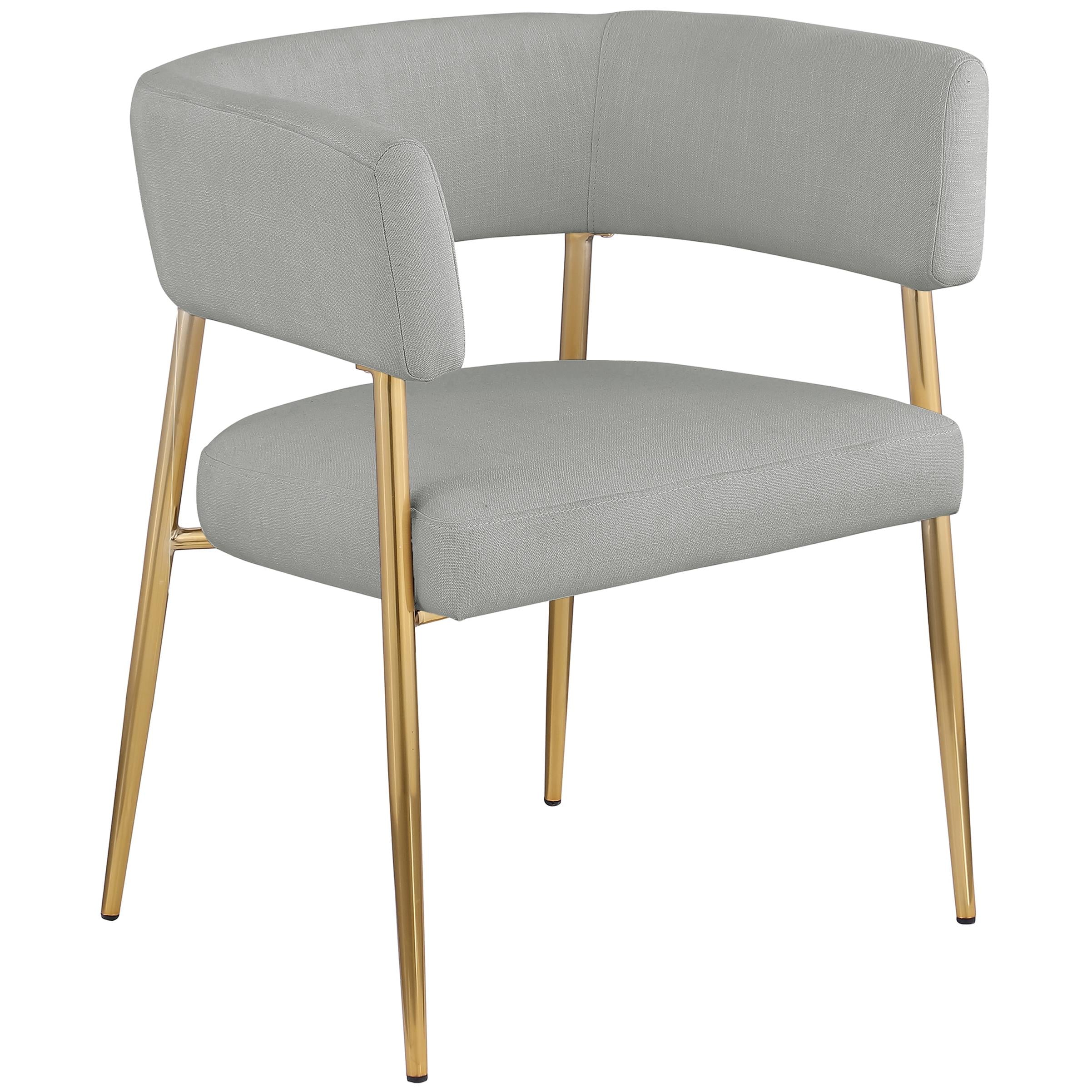 Meridian Creston Light Grey Durable Linen Textured Fabric Dining Chair