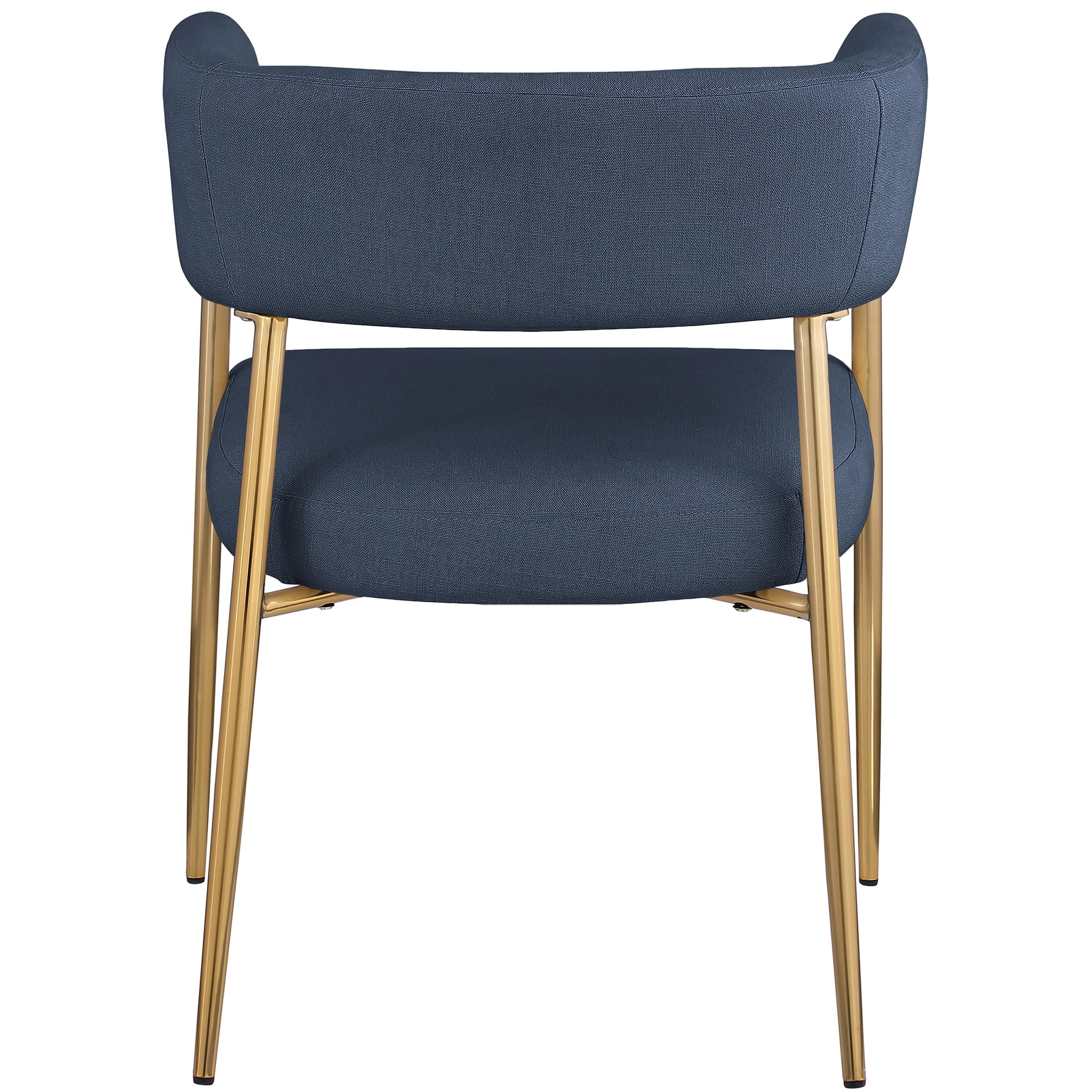Meridian Creston Deep Navy Durable Linen Textured Fabric Dining Chair