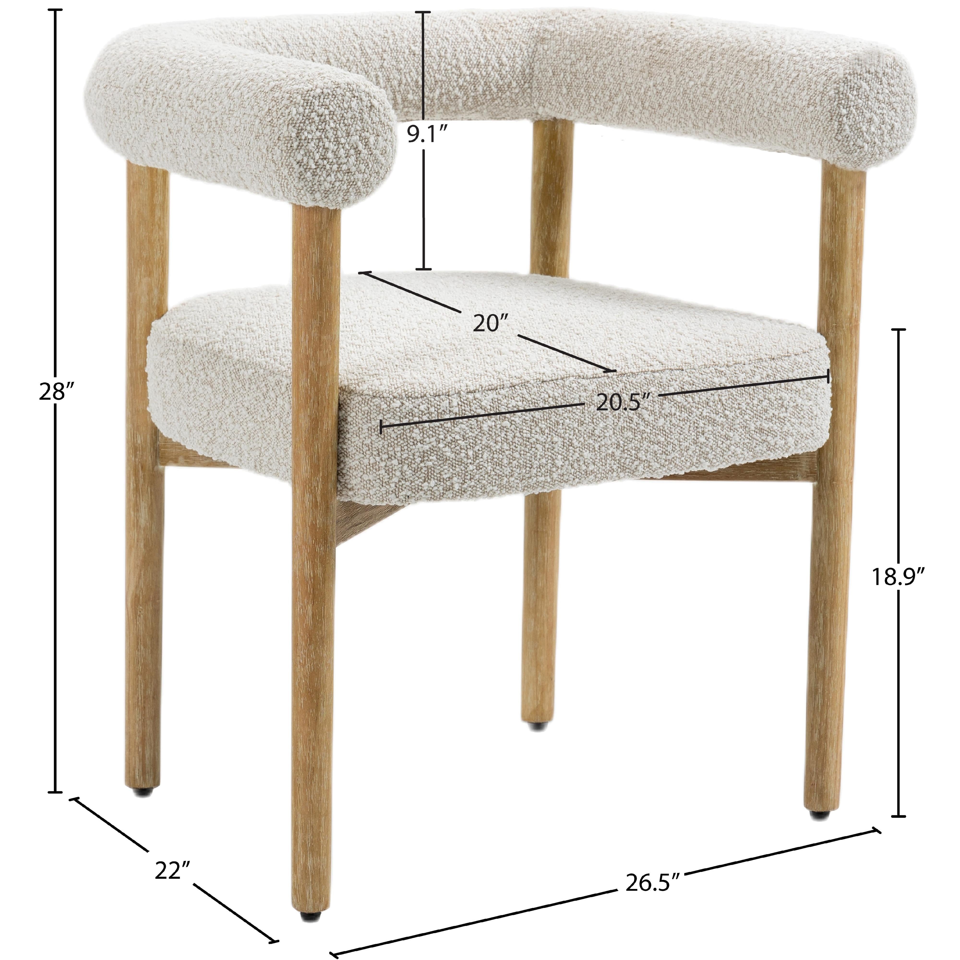Meridian Hyatt Cream Boucle Fabric Dining Chair