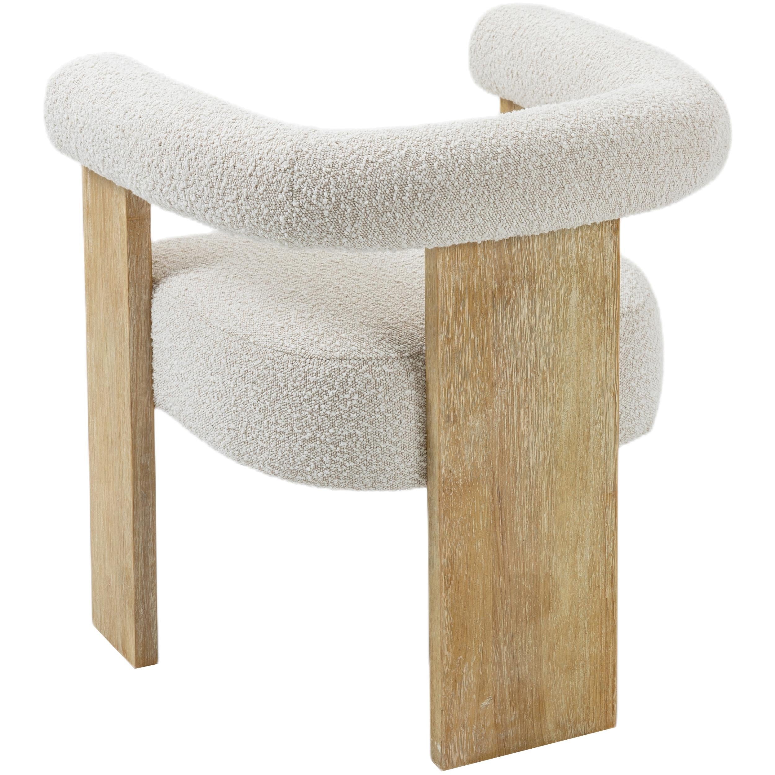 Meridian Barrel Cream Boucle Fabric Dining Chair