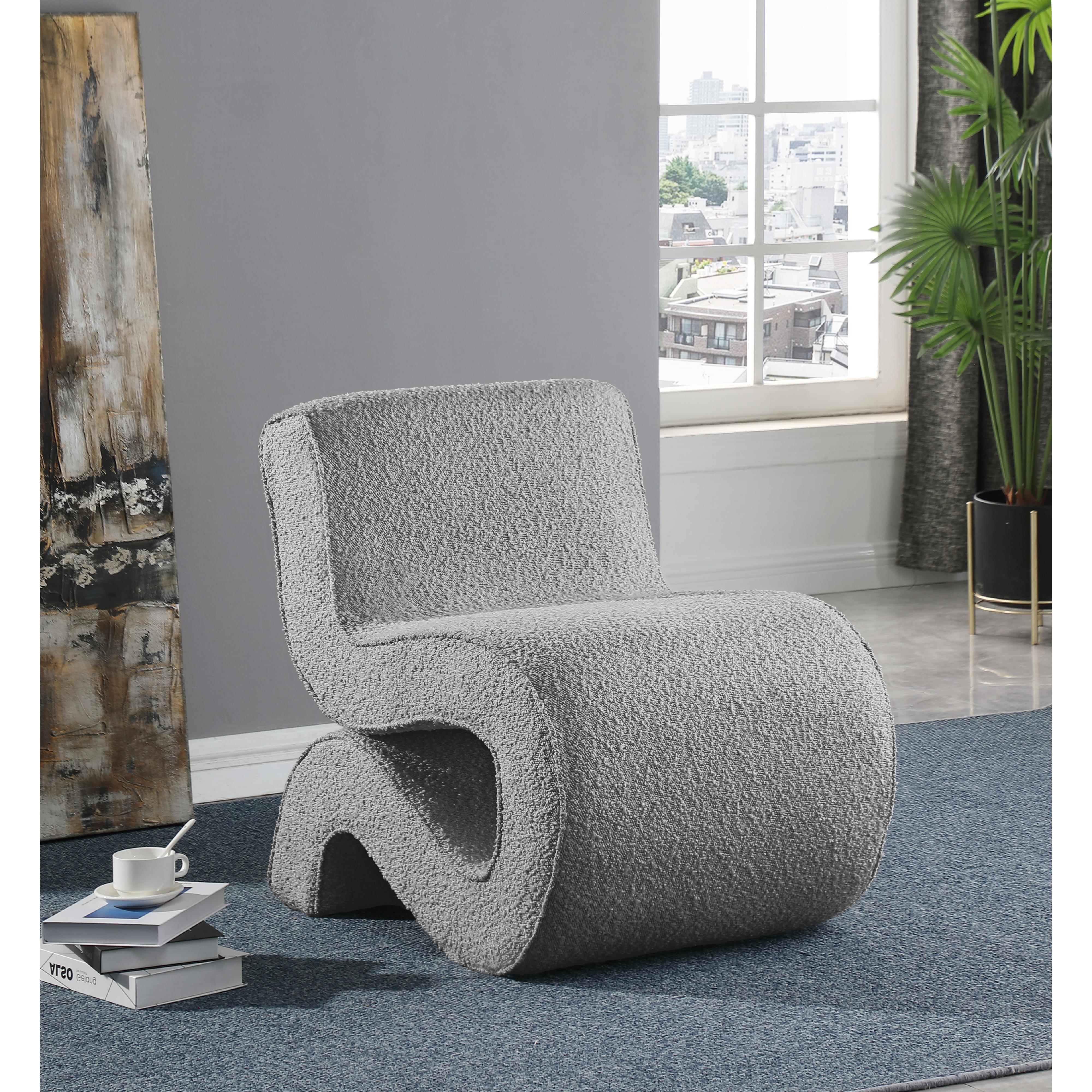 Meridian Desiree Grey Boucle Fabric Accent Chair
