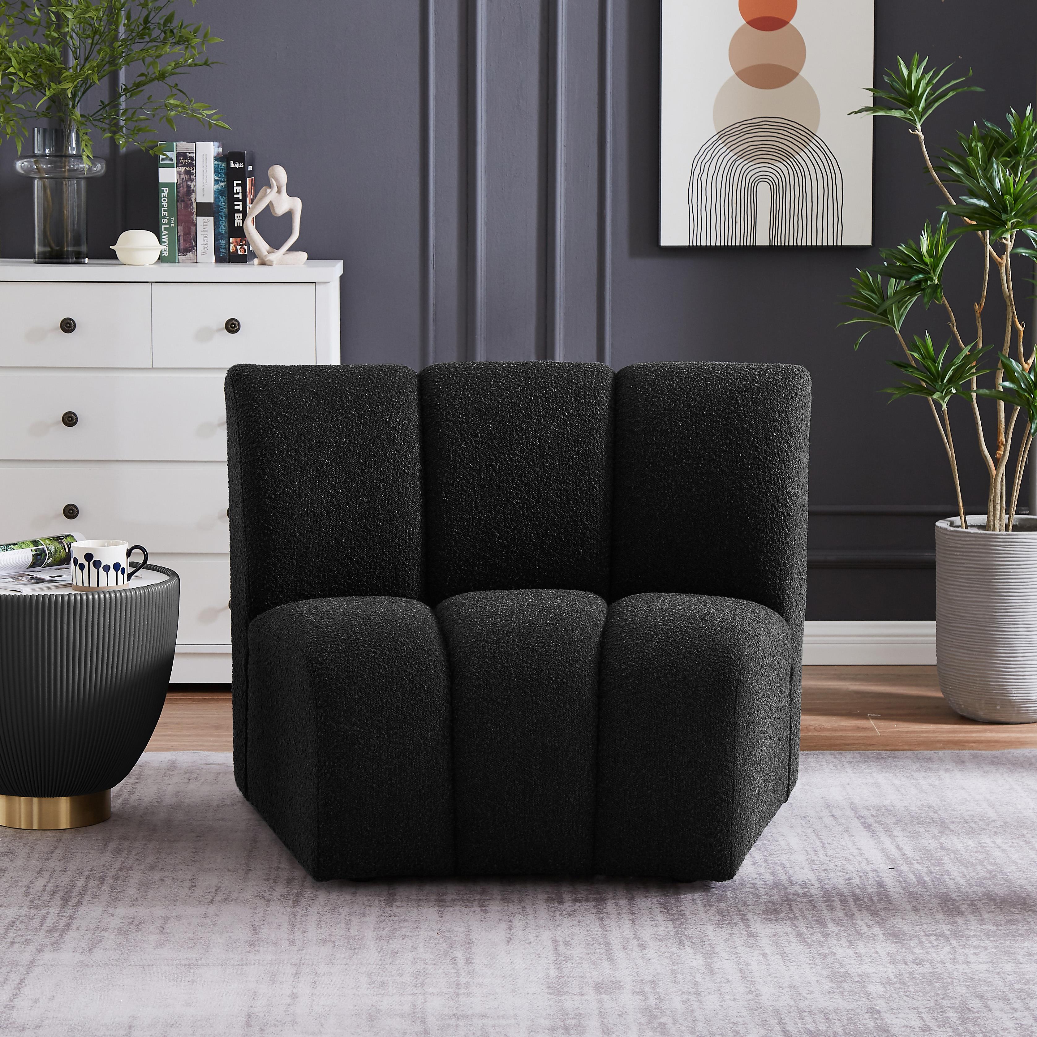 Meridian Infinity Black Boucle Fabric Modular Chair