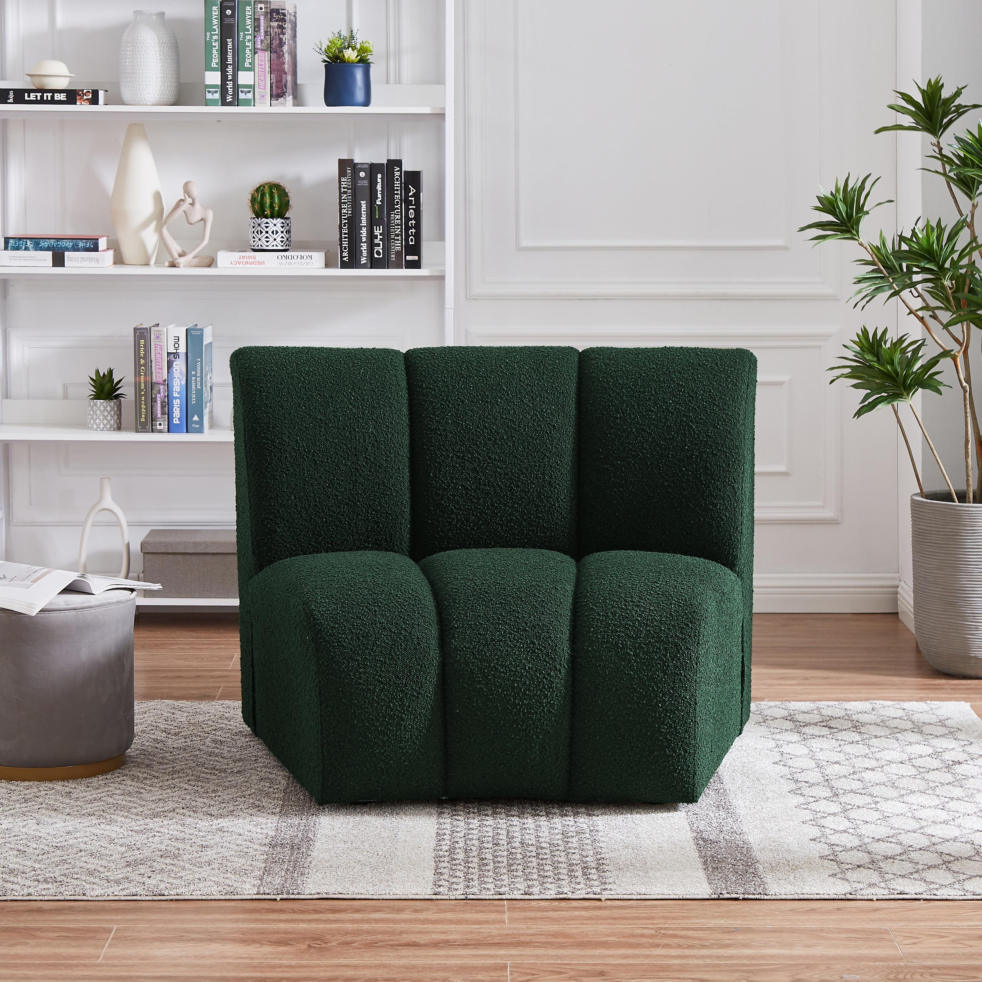 Meridian Infinity Green Boucle Fabric Modular Chair