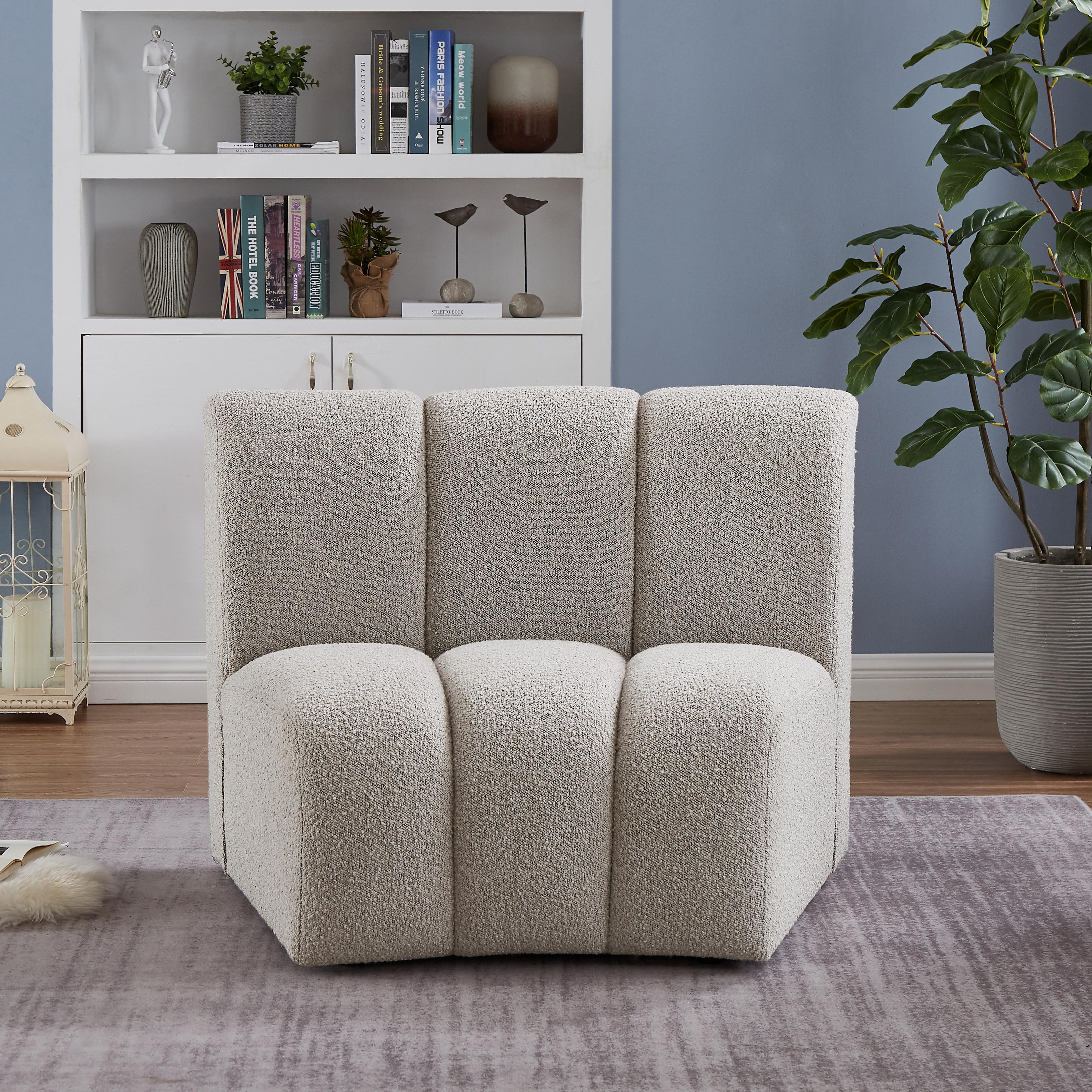 Meridian Infinity Brown Boucle Fabric Modular Chair
