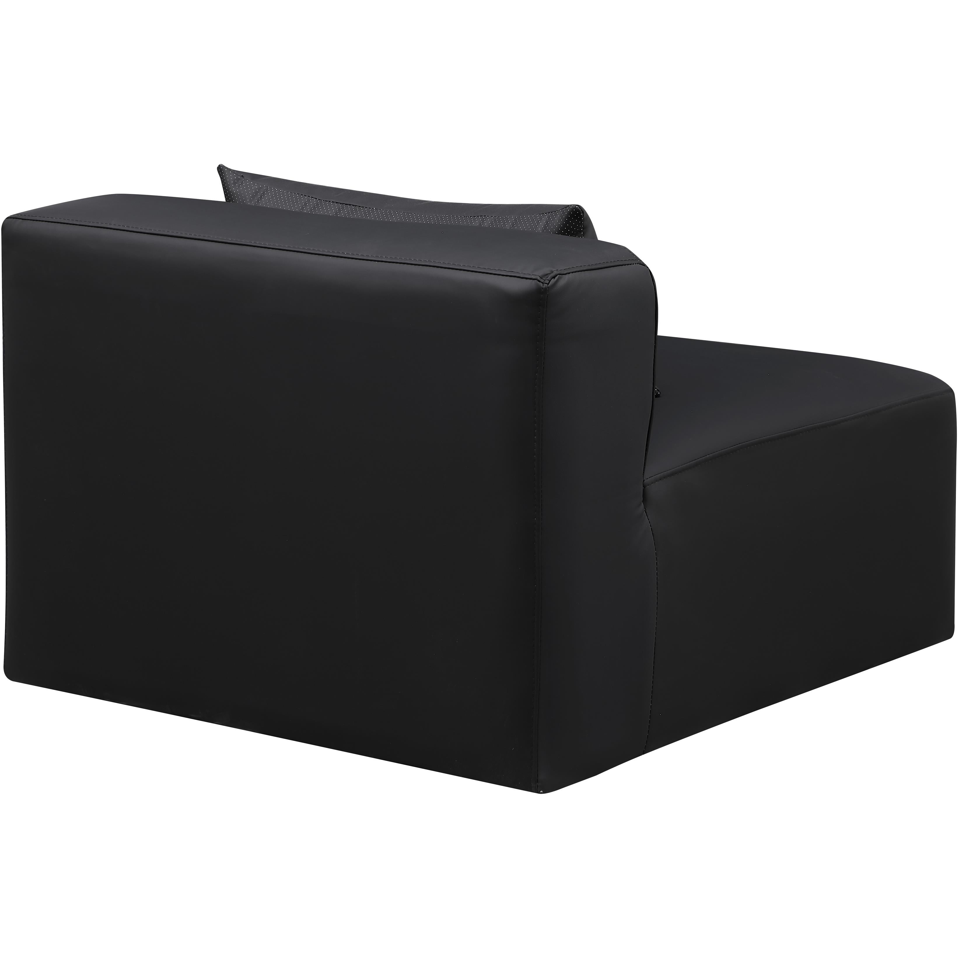Meridian Cube Black Vegan Leather Armless Chair
