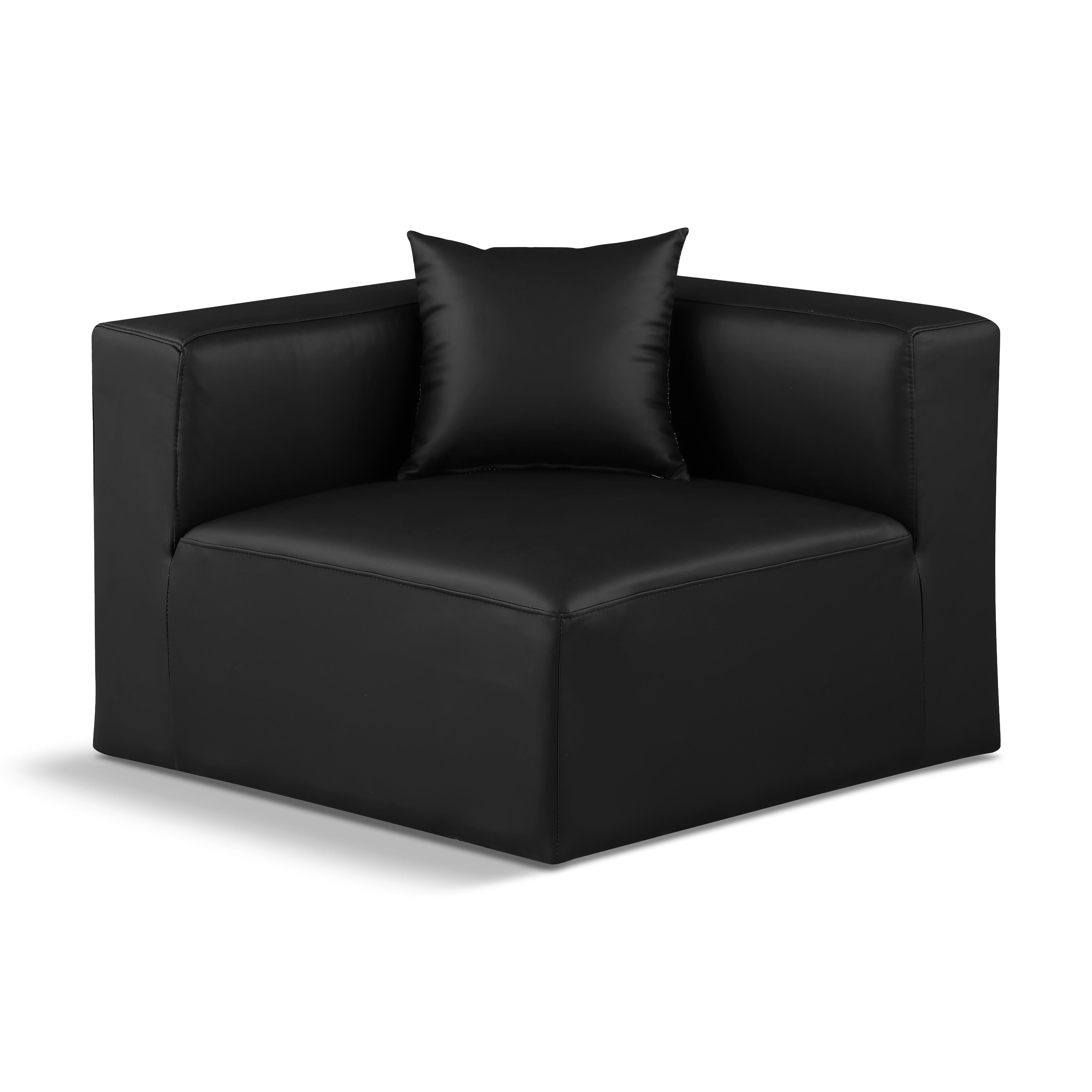 Meridian Cube Black Vegan Leather Corner Chair