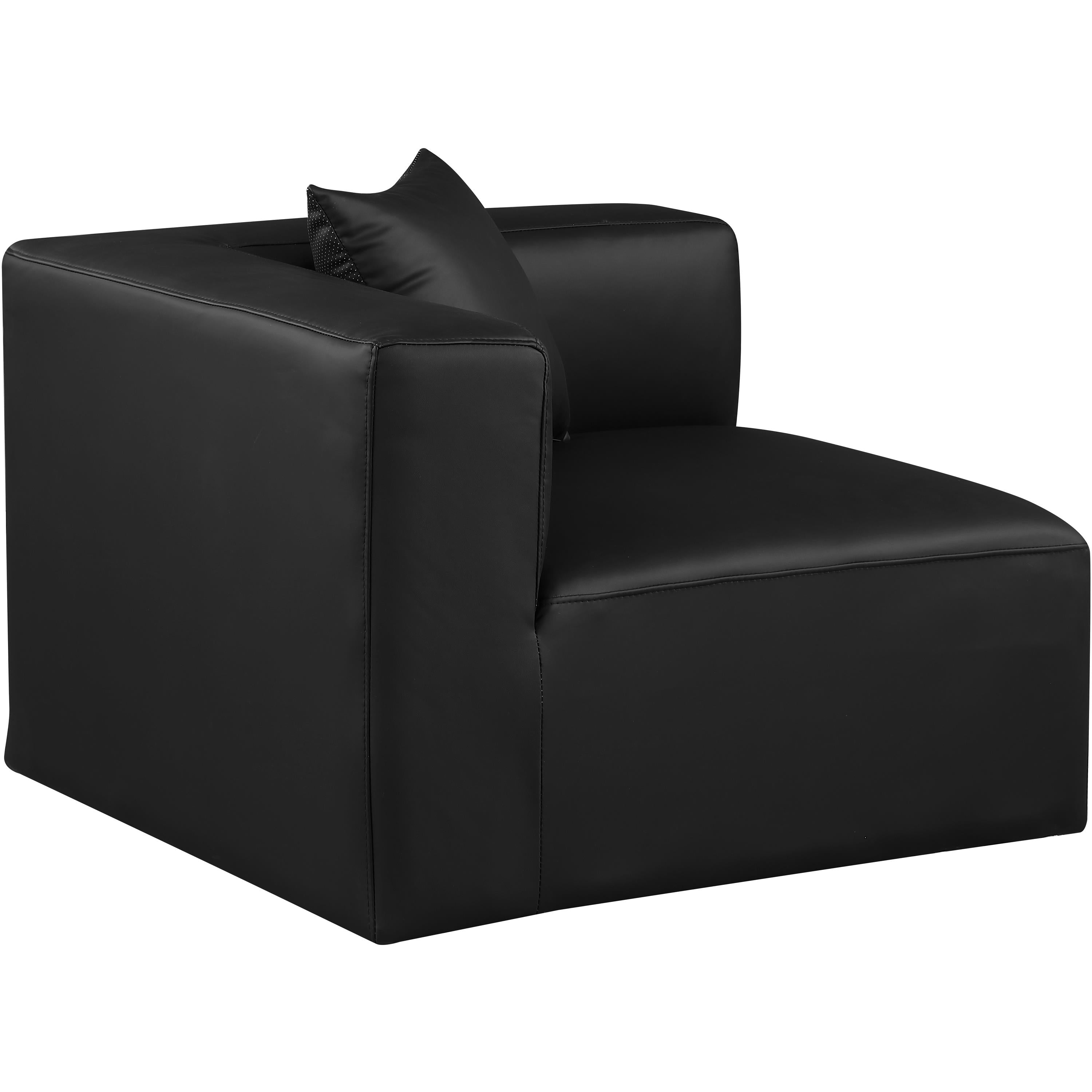 Meridian Cube Black Vegan Leather Corner Chair