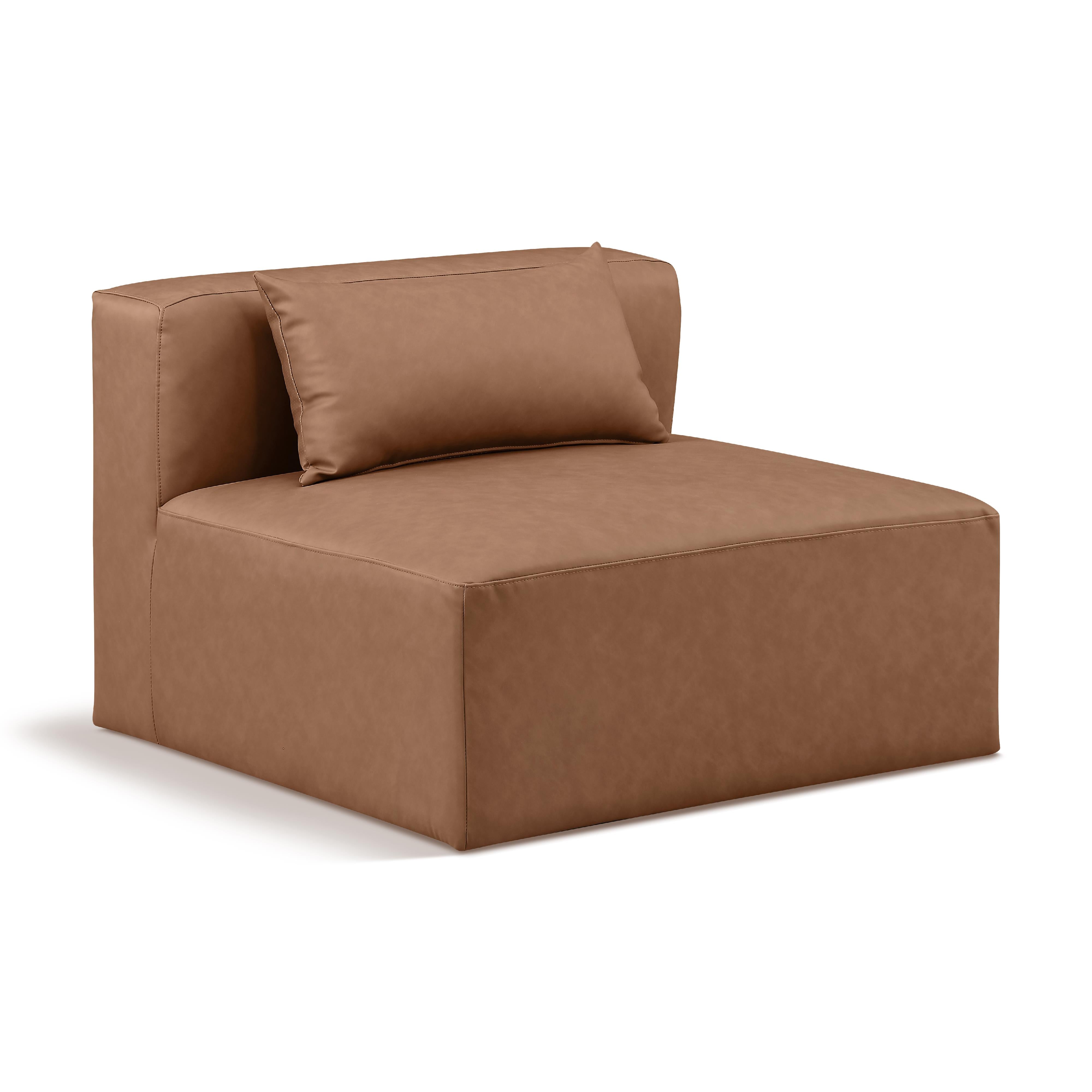 Meridian Cube Brown Vegan Leather Armless Chair