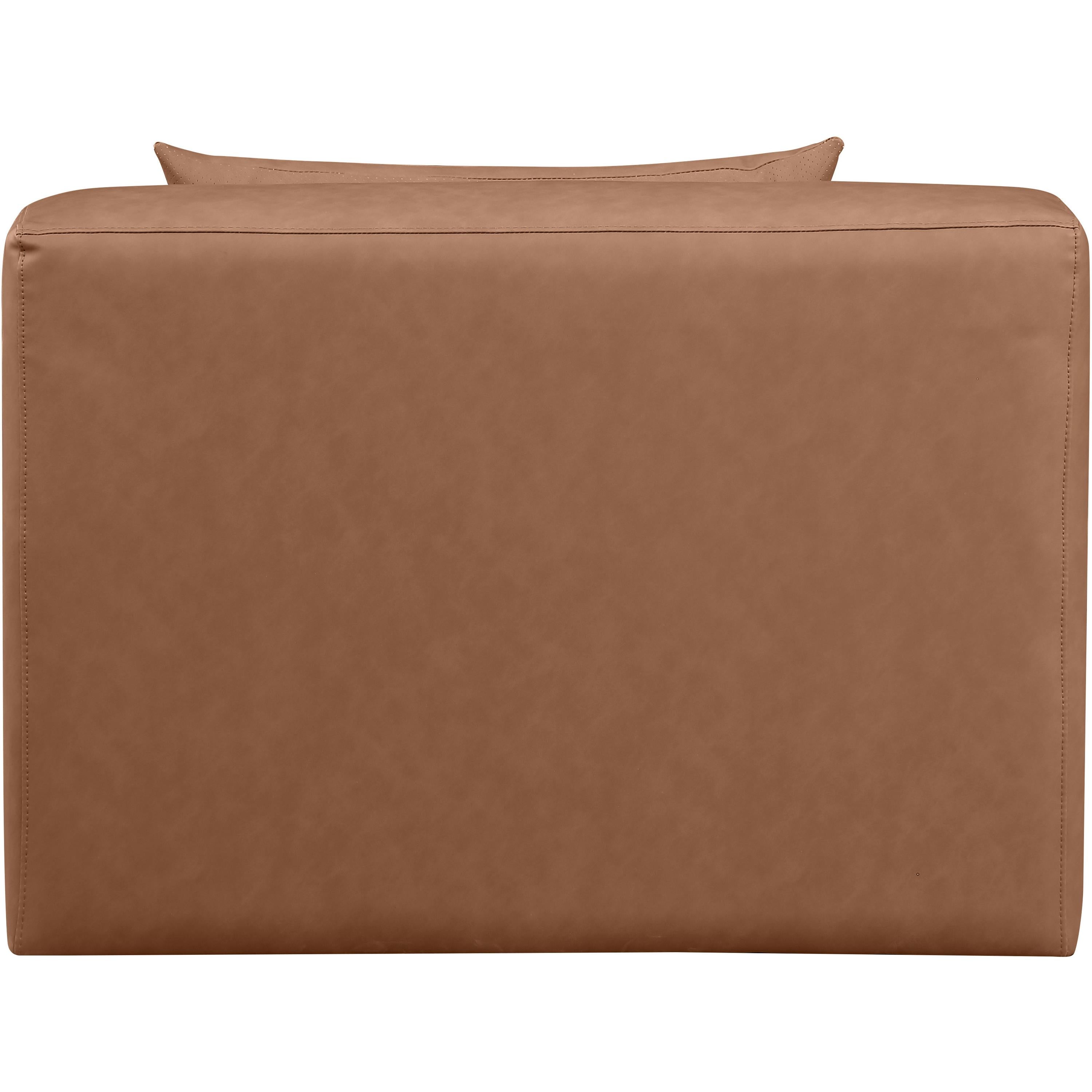 Meridian Cube Brown Vegan Leather Armless Chair