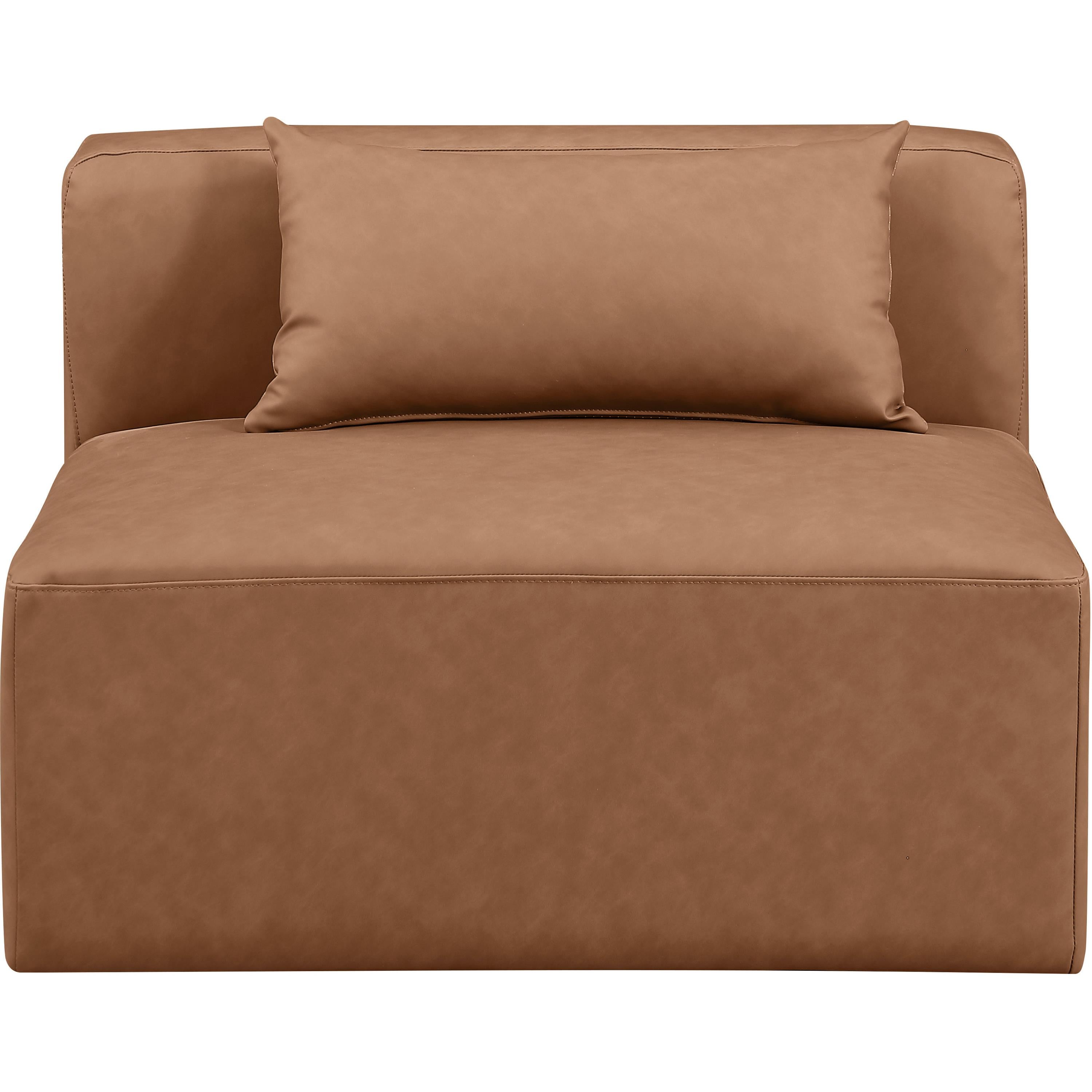 Meridian Cube Brown Vegan Leather Armless Chair