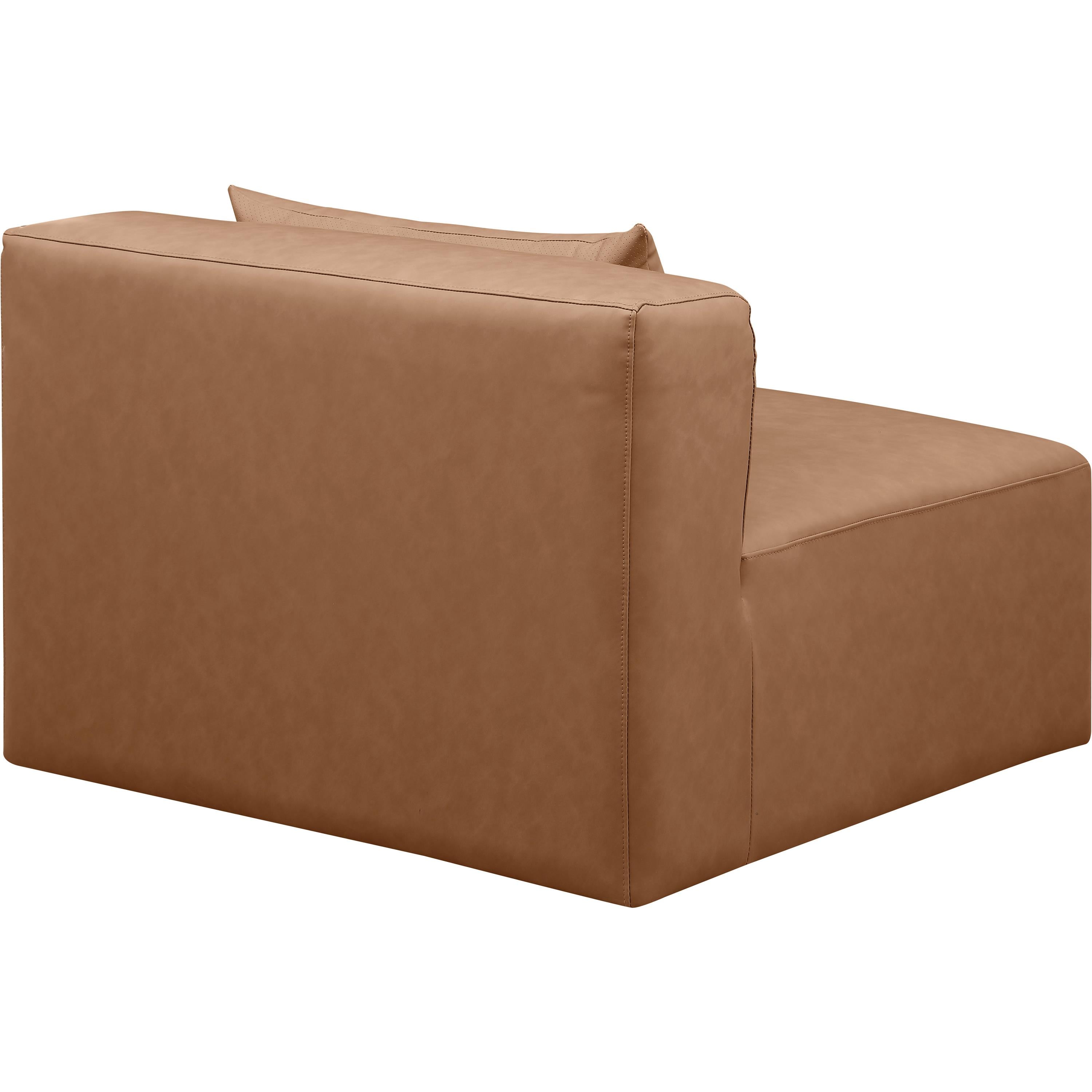 Meridian Cube Brown Vegan Leather Armless Chair