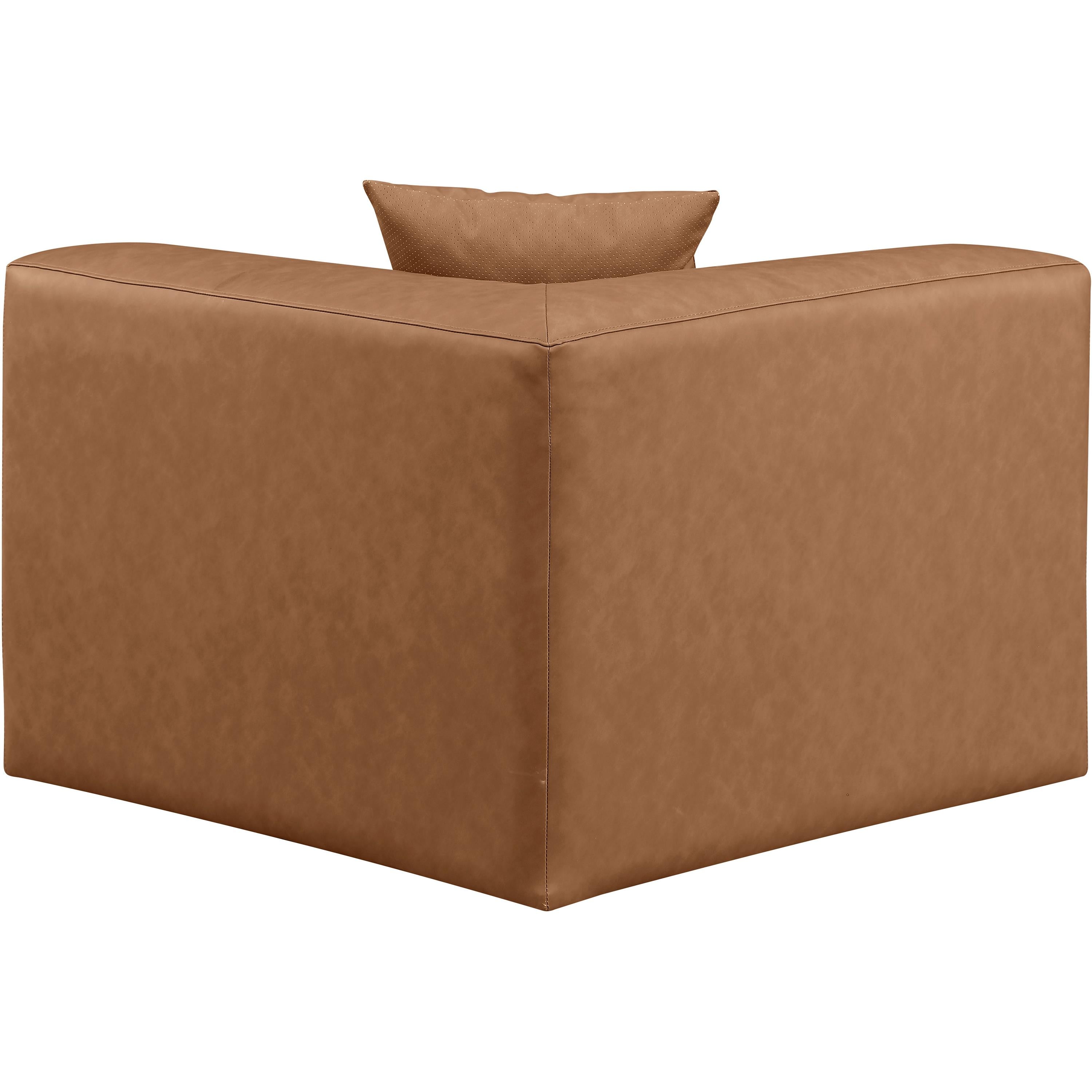 Meridian Cube Brown Vegan Leather Corner Chair