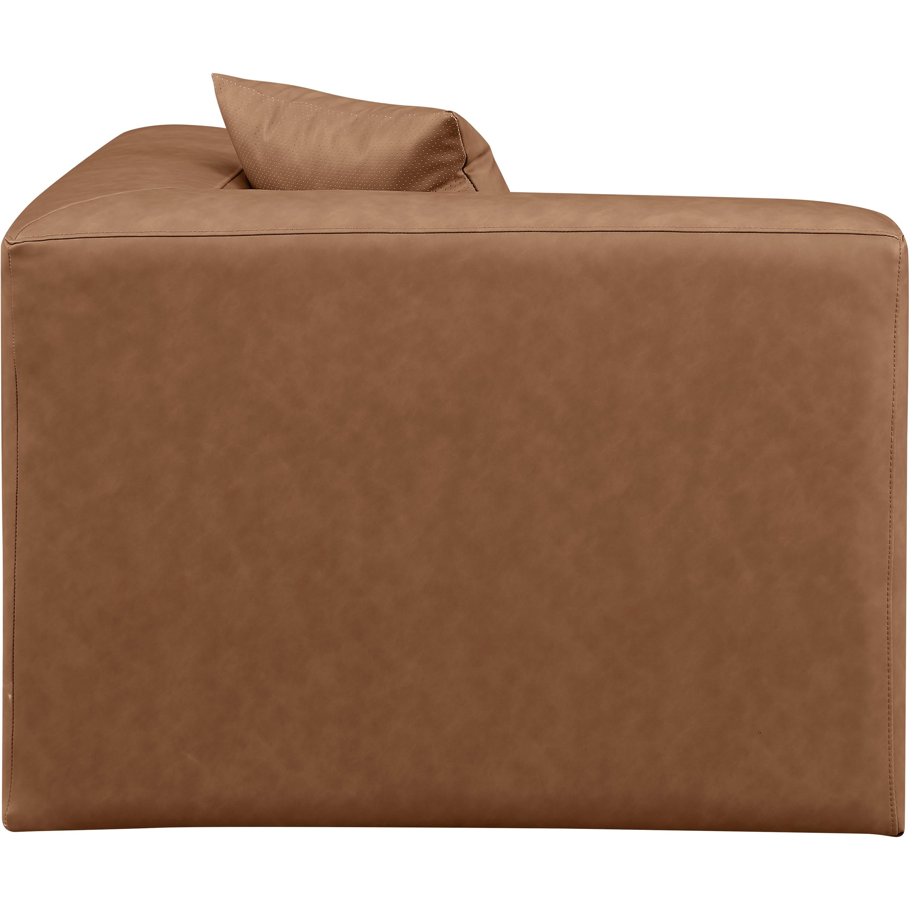 Meridian Cube Brown Vegan Leather Corner Chair