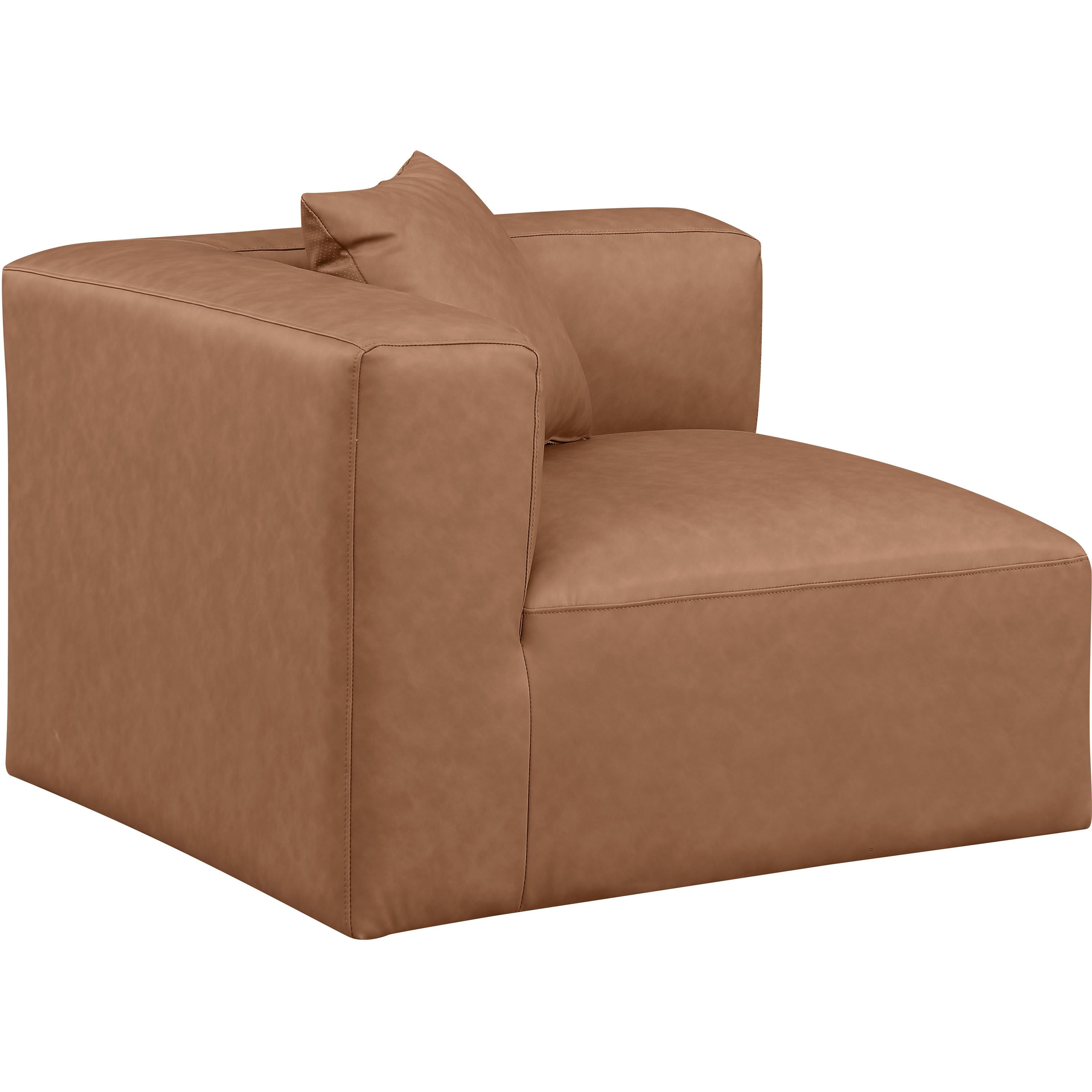 Meridian Cube Brown Vegan Leather Corner Chair