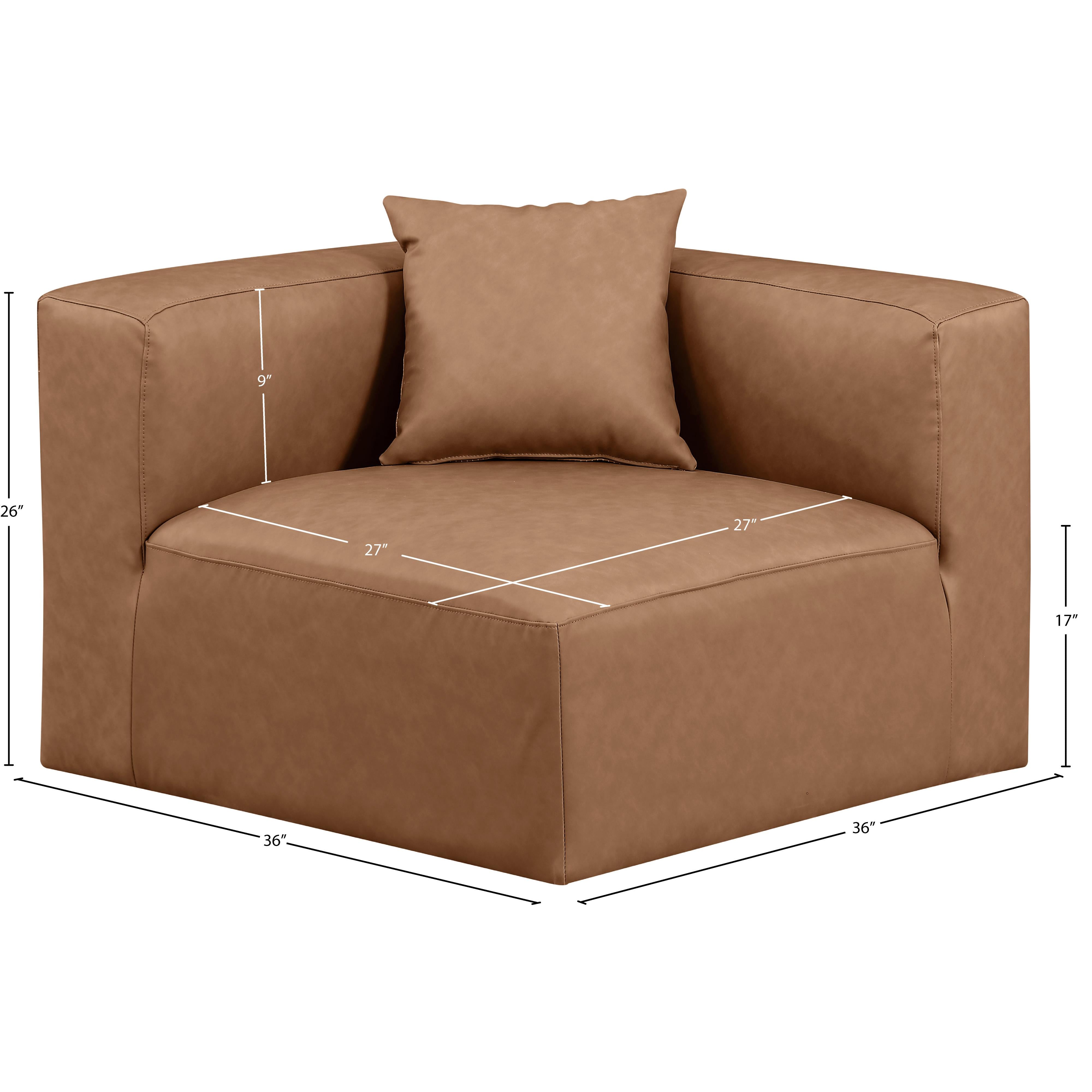Meridian Cube Brown Vegan Leather Corner Chair