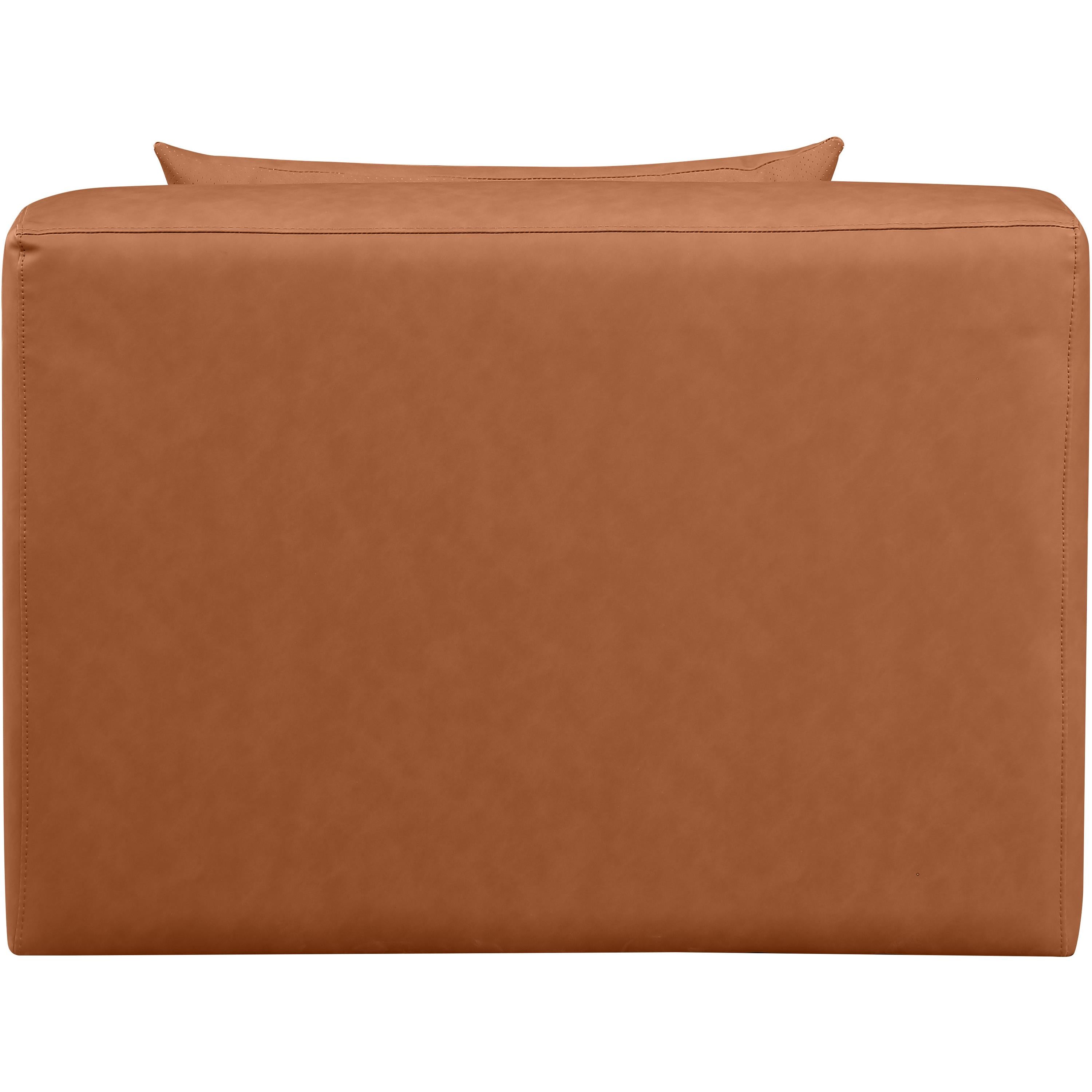 Meridian Cube Cognac Vegan Leather Armless Chair