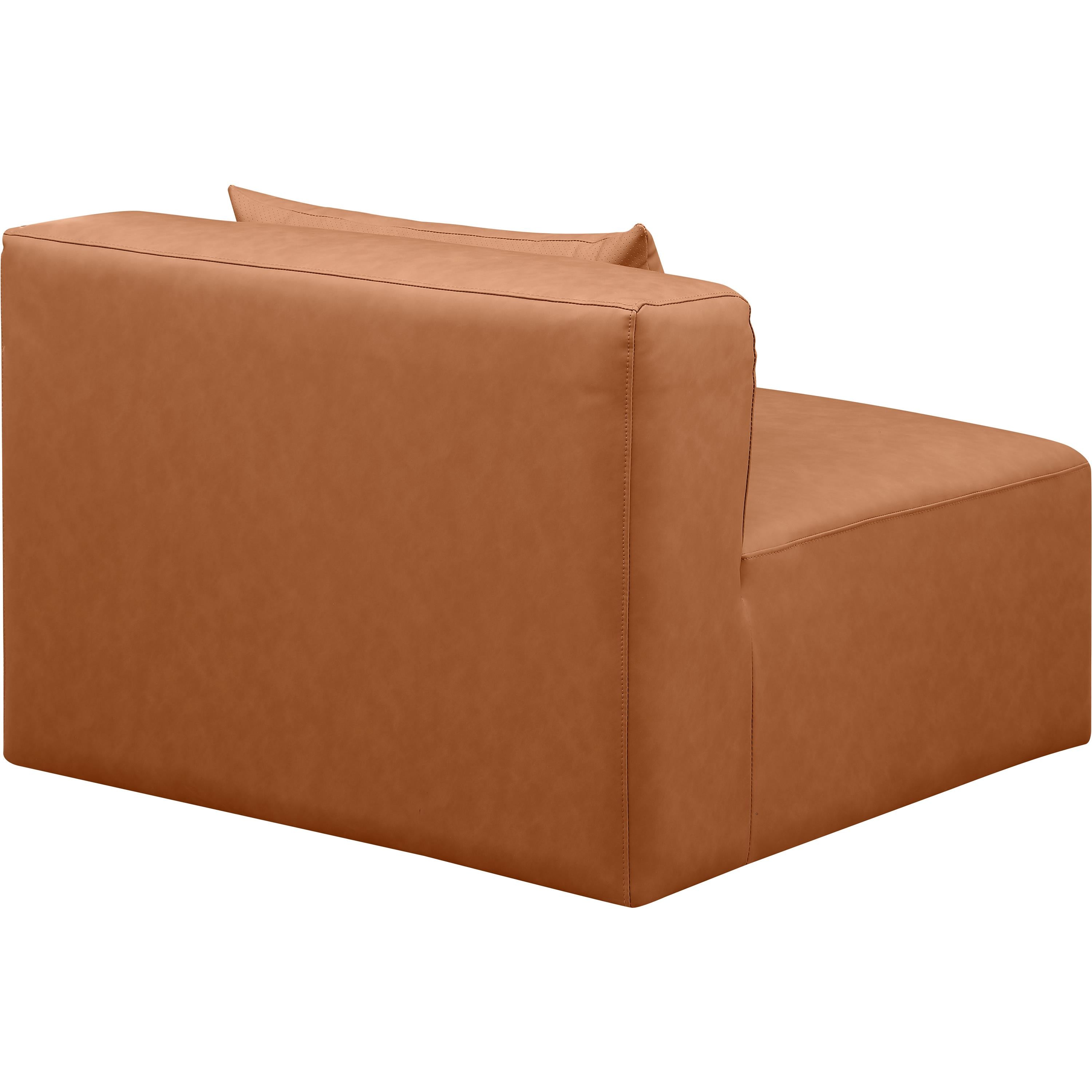 Meridian Cube Cognac Vegan Leather Armless Chair