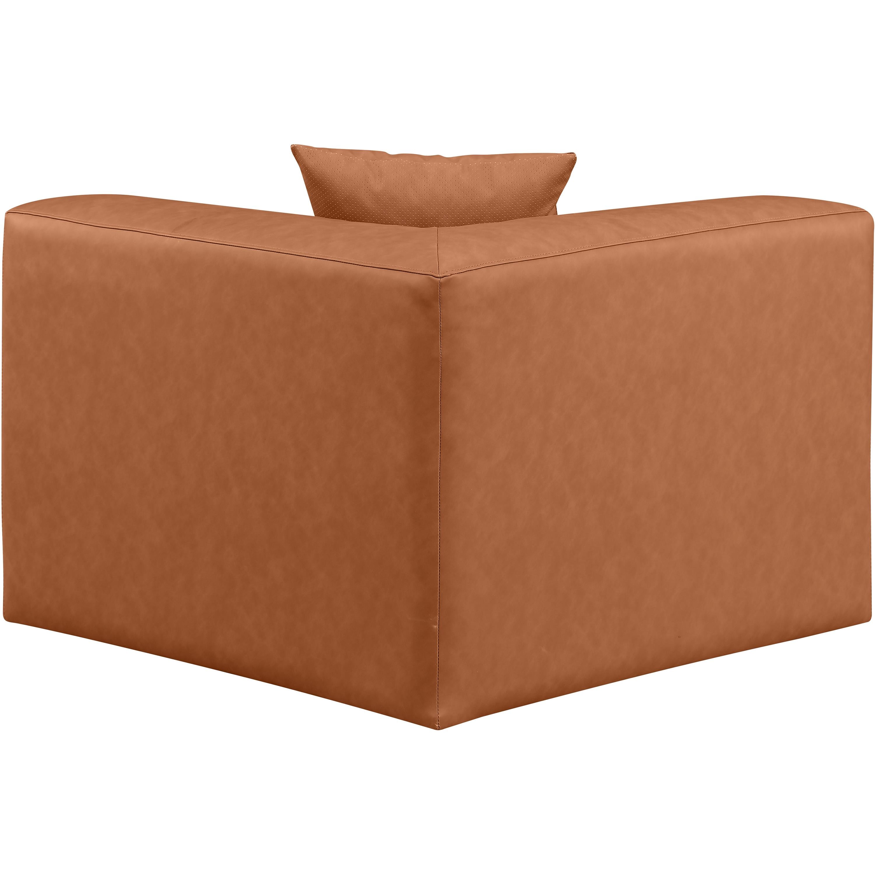 Meridian Cube Cognac Vegan Leather Corner Chair