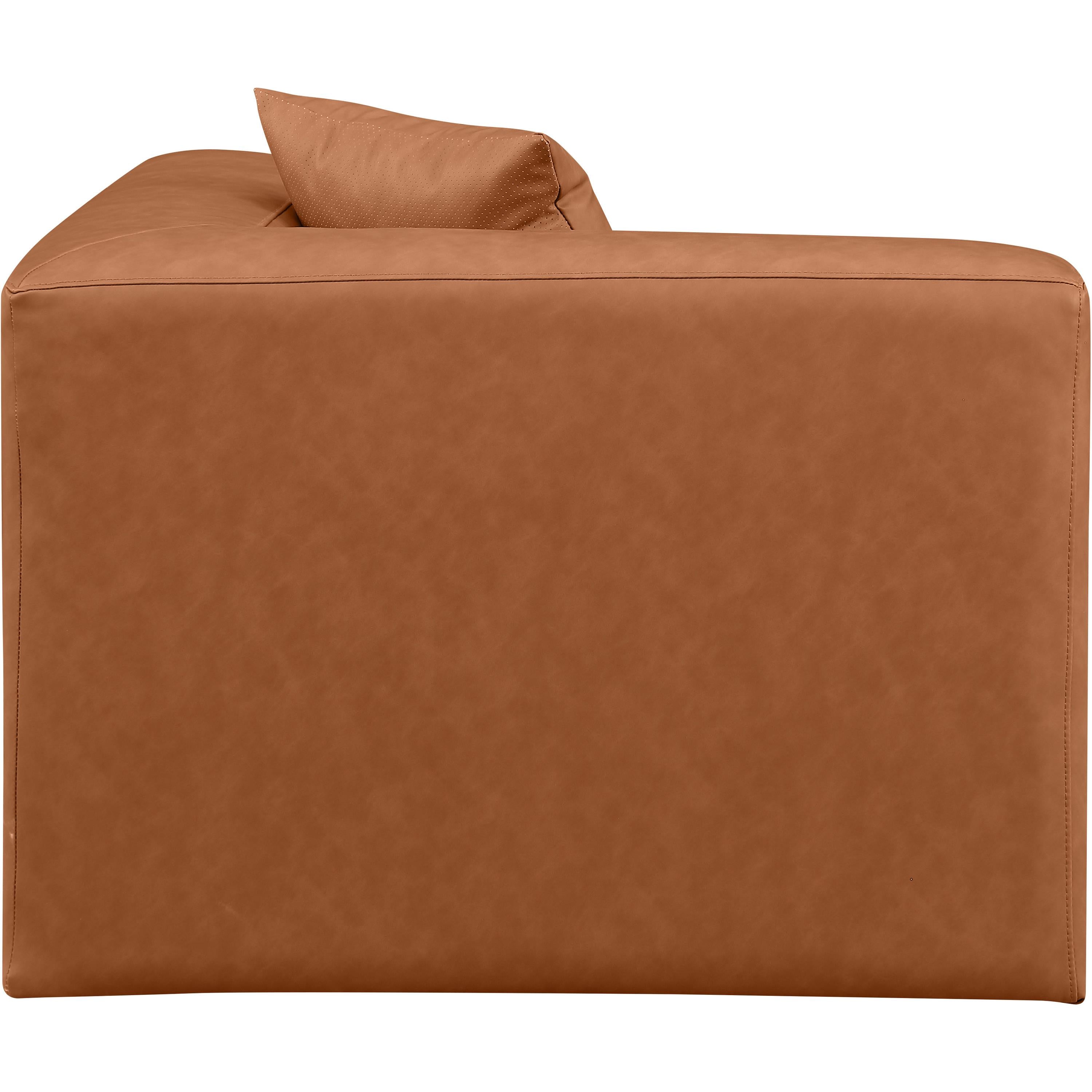 Meridian Cube Cognac Vegan Leather Corner Chair