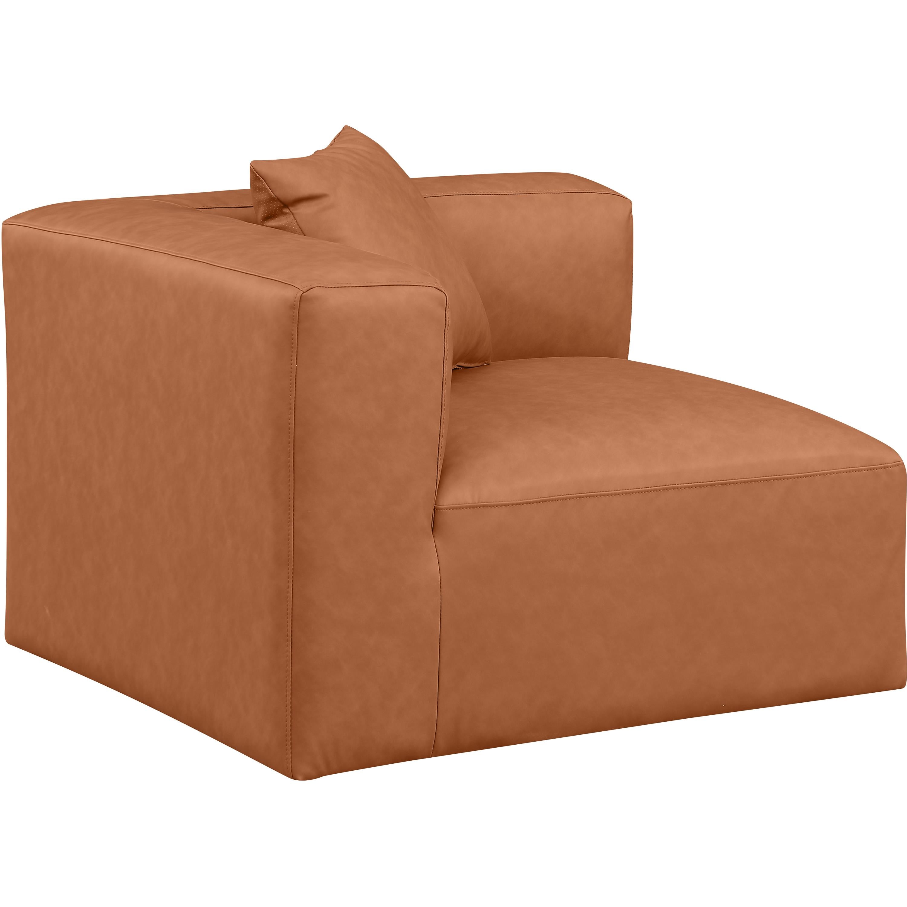 Meridian Cube Cognac Vegan Leather Corner Chair