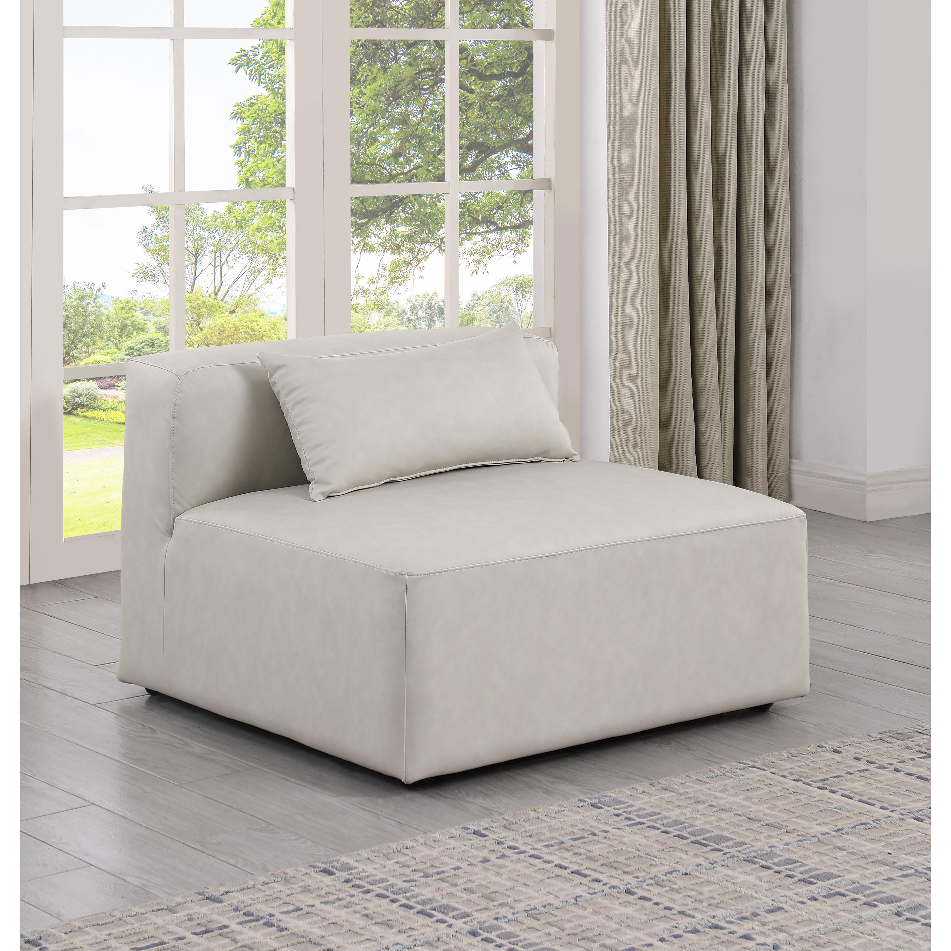 Meridian Cube Cream Vegan Leather Armless Chair
