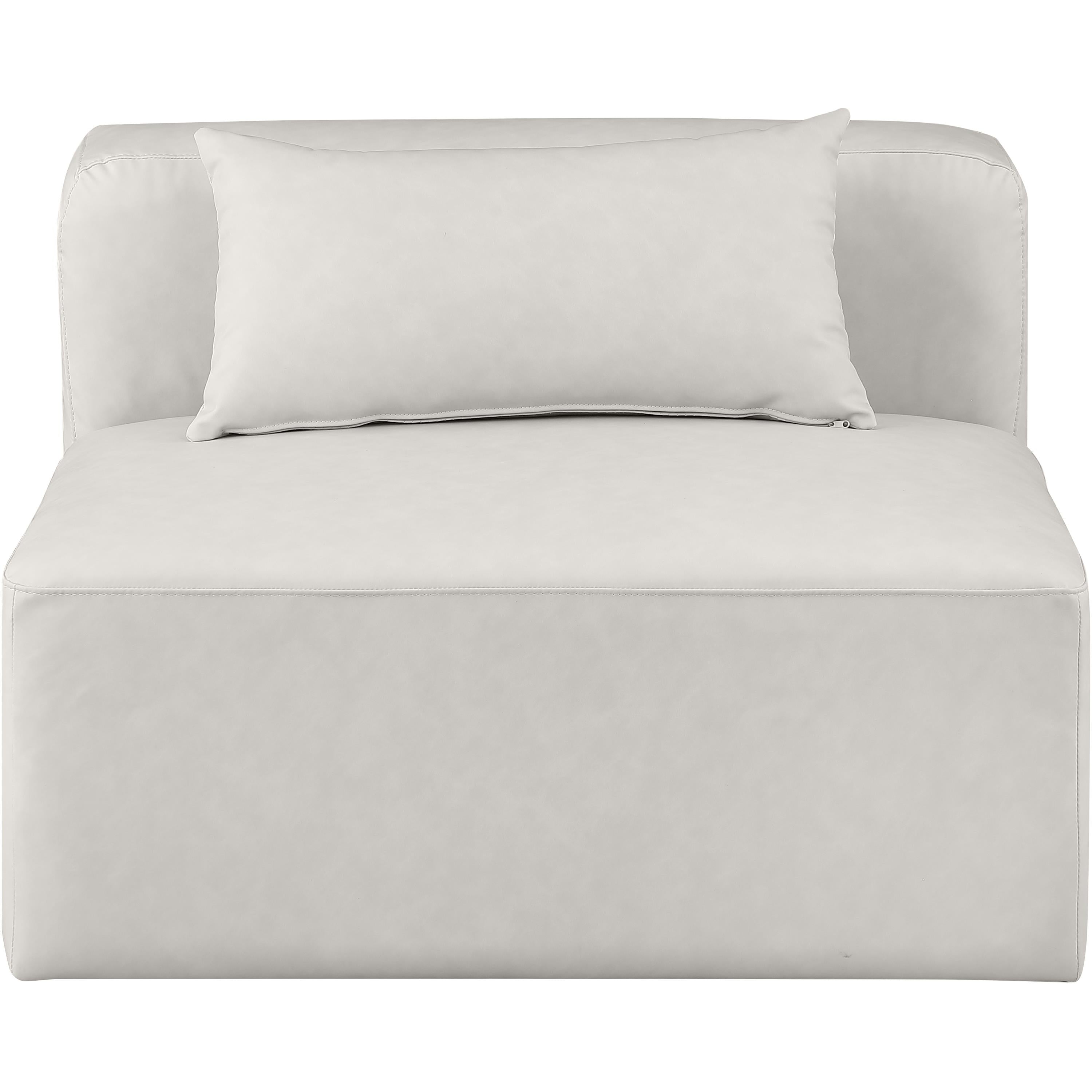 Meridian Cube Cream Vegan Leather Armless Chair